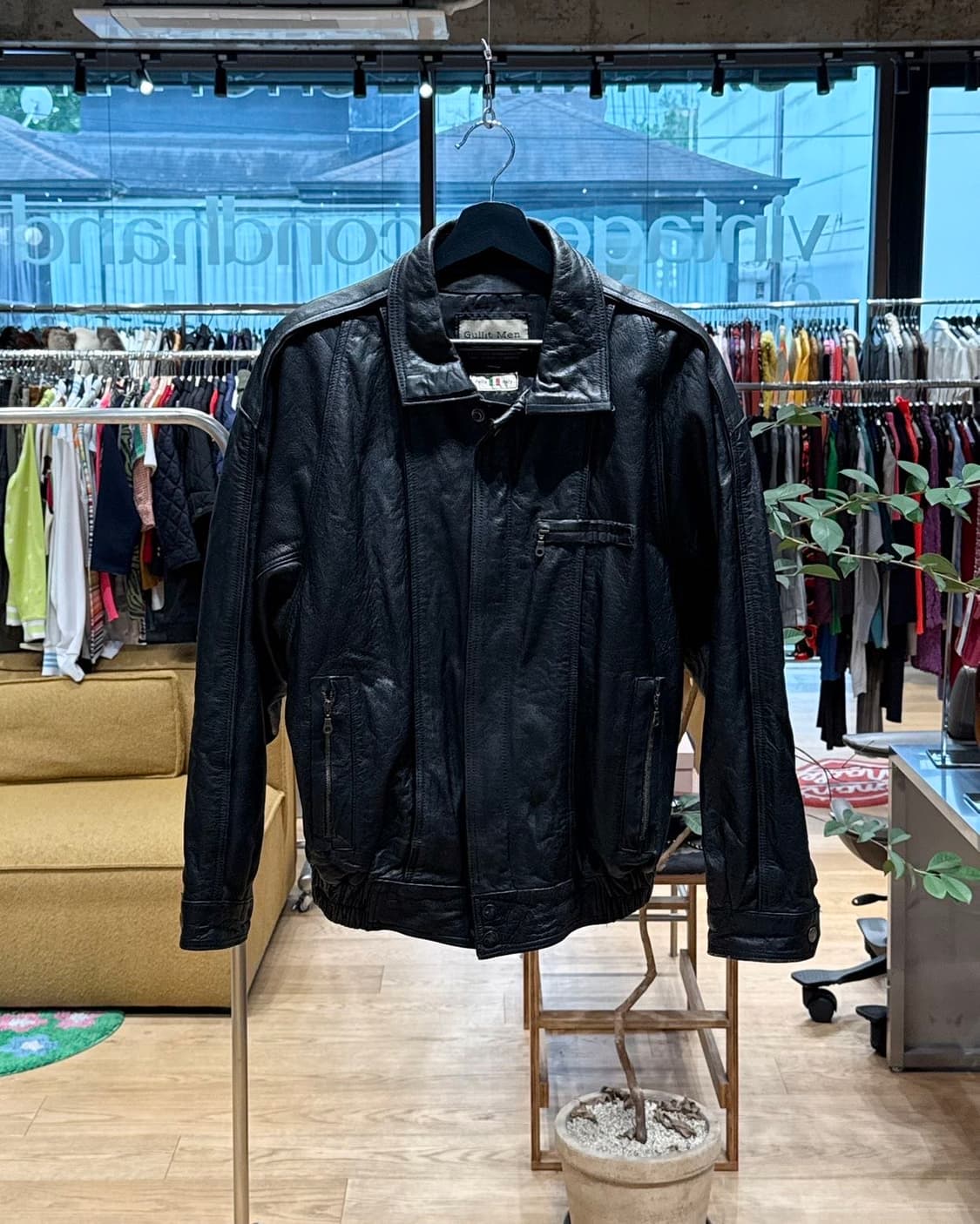걸릿 맨 블랙 카우하인드 레더 자켓  상품이미지1
