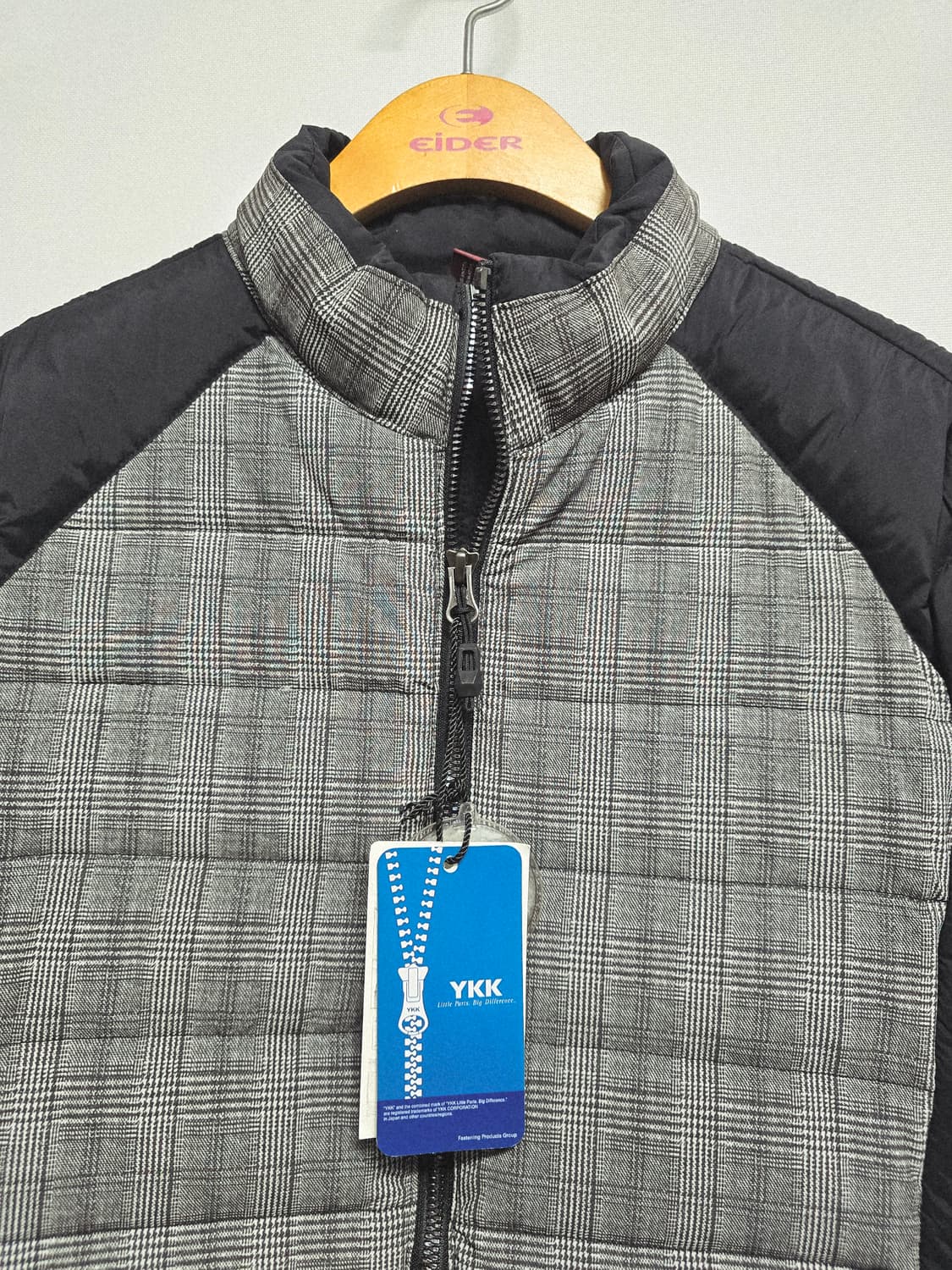 새상품 렉스필 체크 믹스 구스다운 패딩 상품이미지2