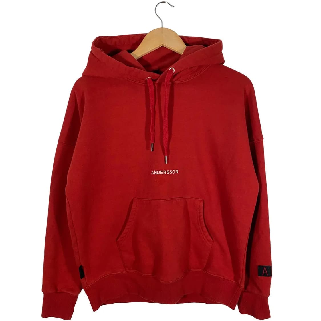 앤더슨벨 자수 로고 기모 후디 후드티 레드 공용 XL 새상품 상품이미지3