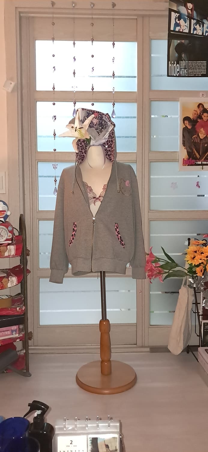 갸루깔 루즈핏 키티 짚업 상품이미지3