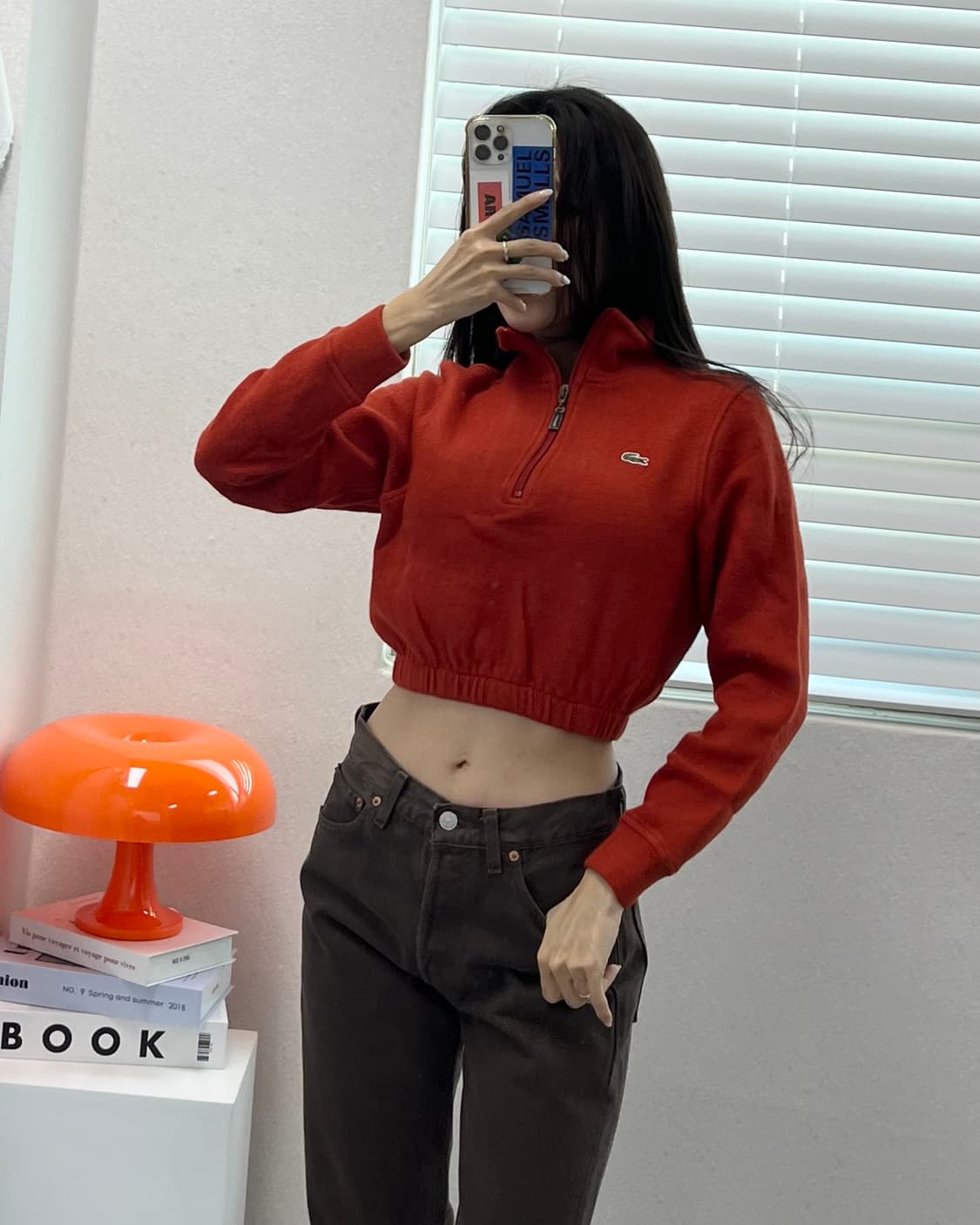 (WOMEN)라코스테 크롭 맨투맨-M1368 상품이미지5