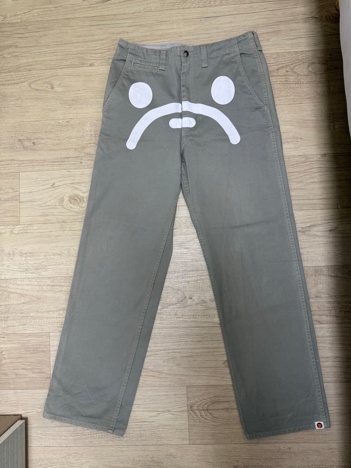 2000년도 베이프 NIGO 어센틱 마일로 SAD FACE 팬츠 베이지 상품이미지3