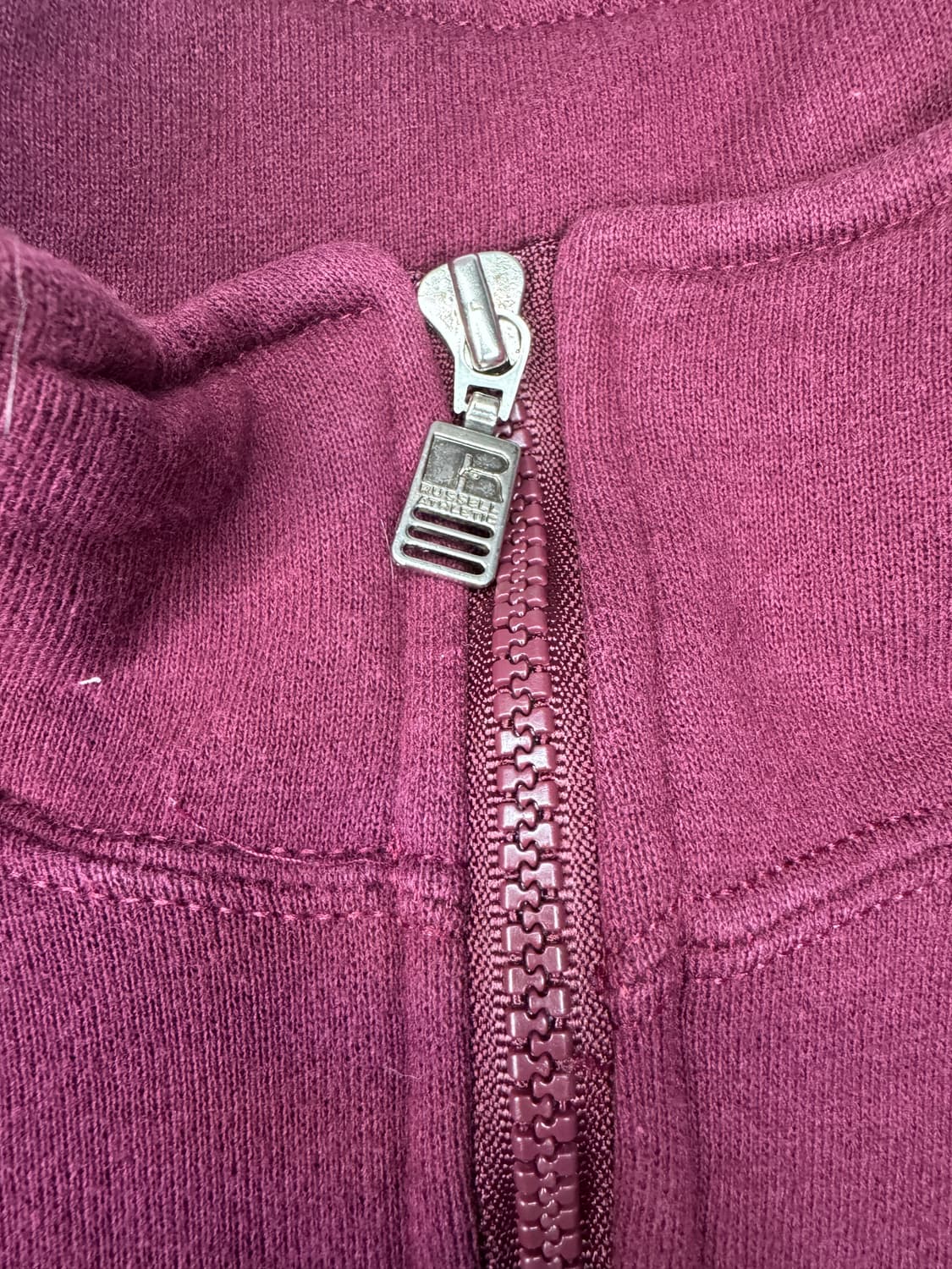 빈티지 90s 러셀 RUSSELL 하프집업 스웻 맨투맨 버건디 2XL 상품이미지3