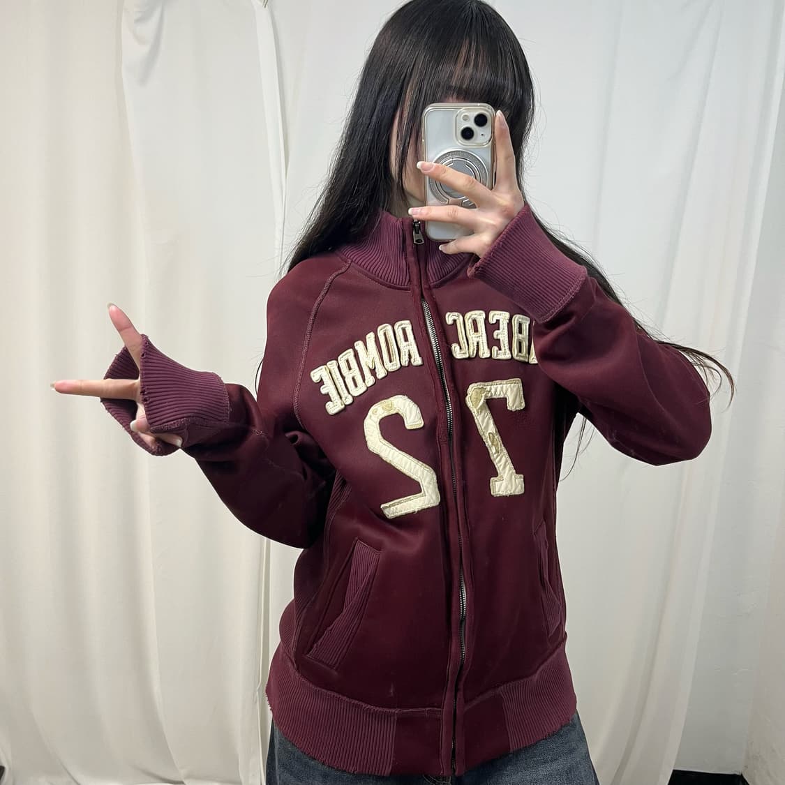 Abercrombie Burgundy Track Jacket 상품이미지2