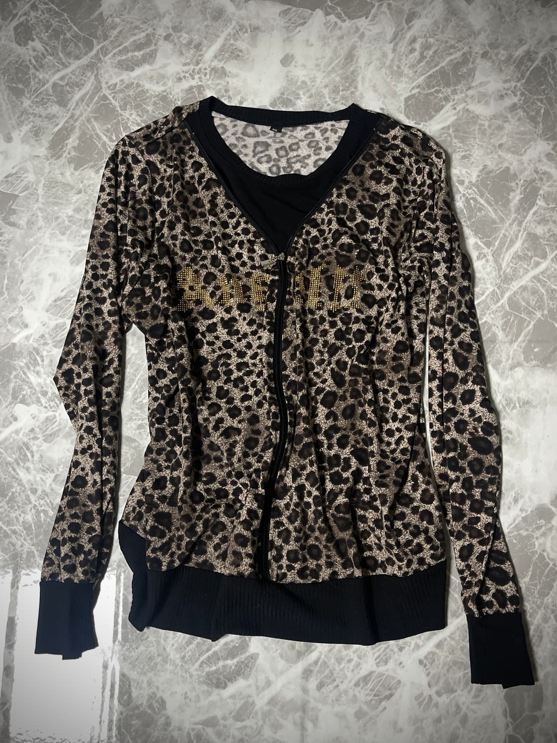 2way leopard knit zip up cardigan 상품이미지1
