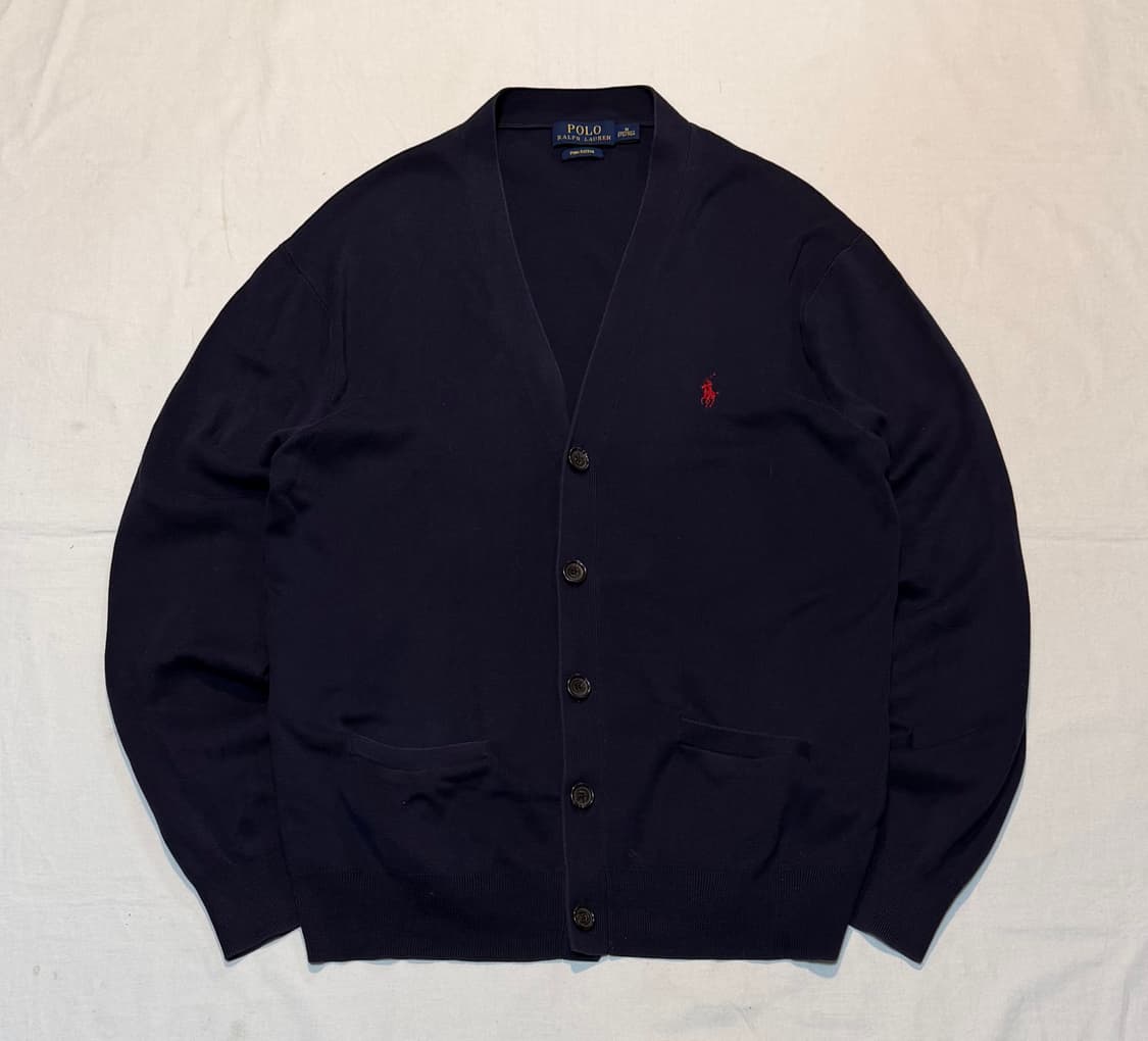 폴로 랄프로렌 브이넥 코튼 니트 가디건 네이비 상품이미지1