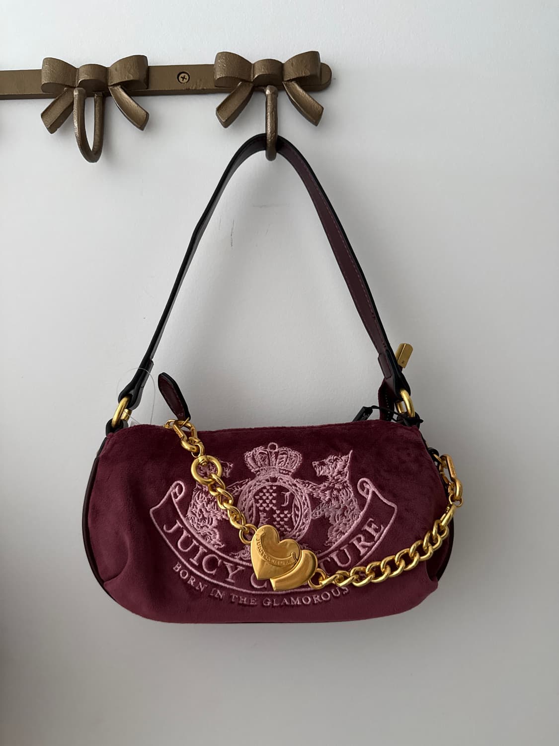 [수능기념할인] 쥬시꾸뀌르 버건디 벨벳 숄더백 상품이미지1