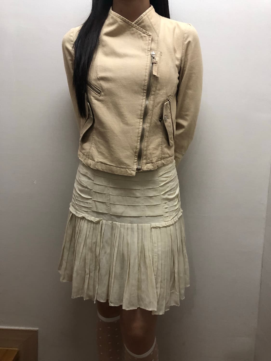 빈티지 베이지 펑크 코튼 자켓 상품이미지7