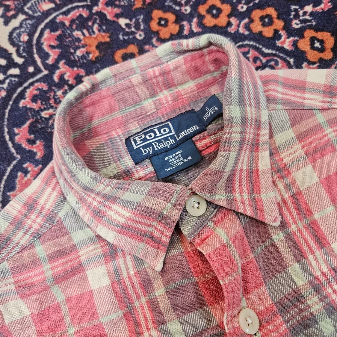 폴로랄프로렌 톤다운 핑크 체크 셔츠 S size 상품이미지6