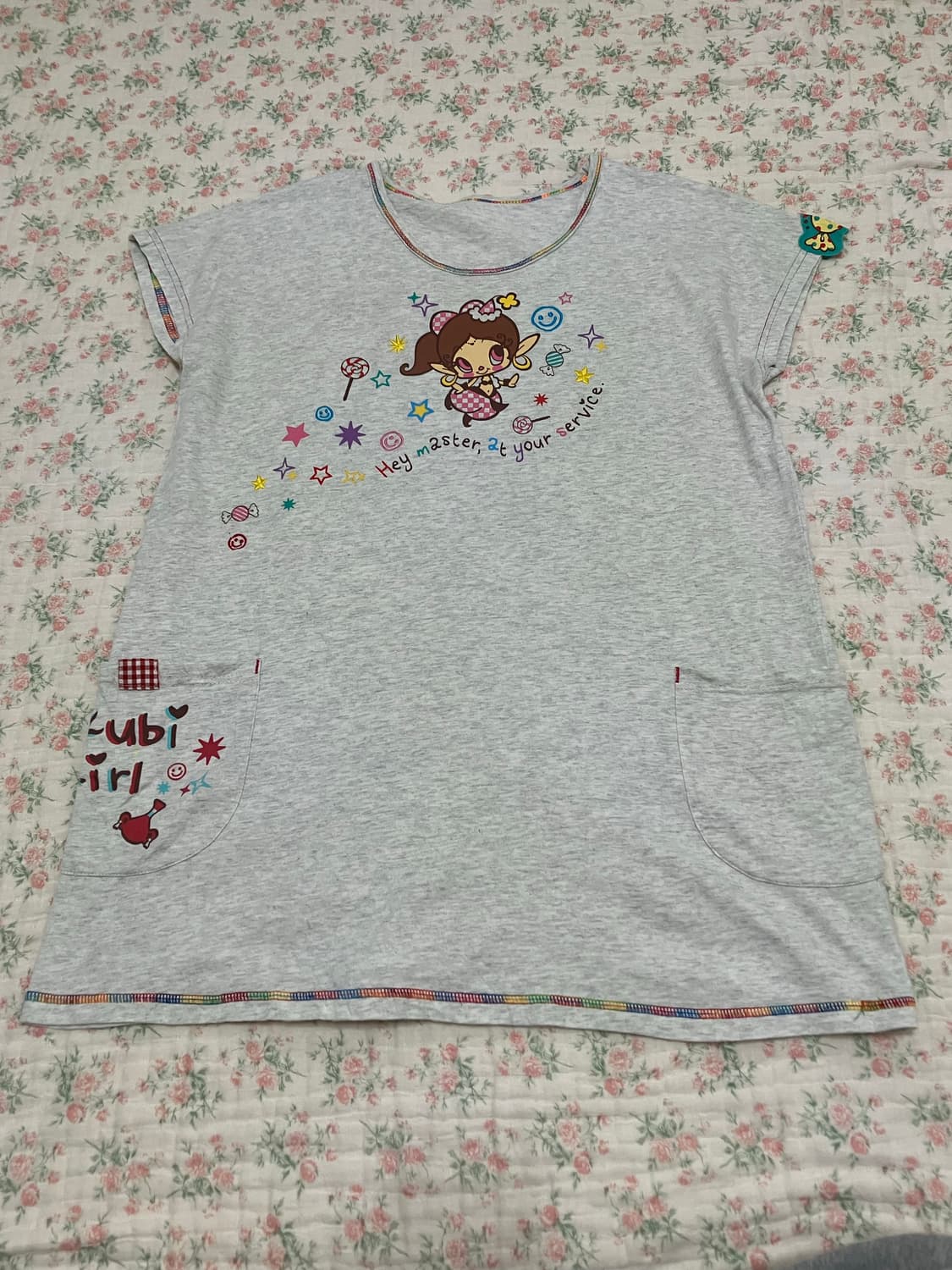 빈티지 캐릭터 프린팅 패치워크 레이어드 티셔츠 1103 모리걸 y2k 스 상품이미지3