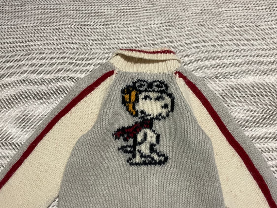 피너츠 x 스누피 파일럿 캐나다 해비 울 니트 집업 J03267 상품이미지2