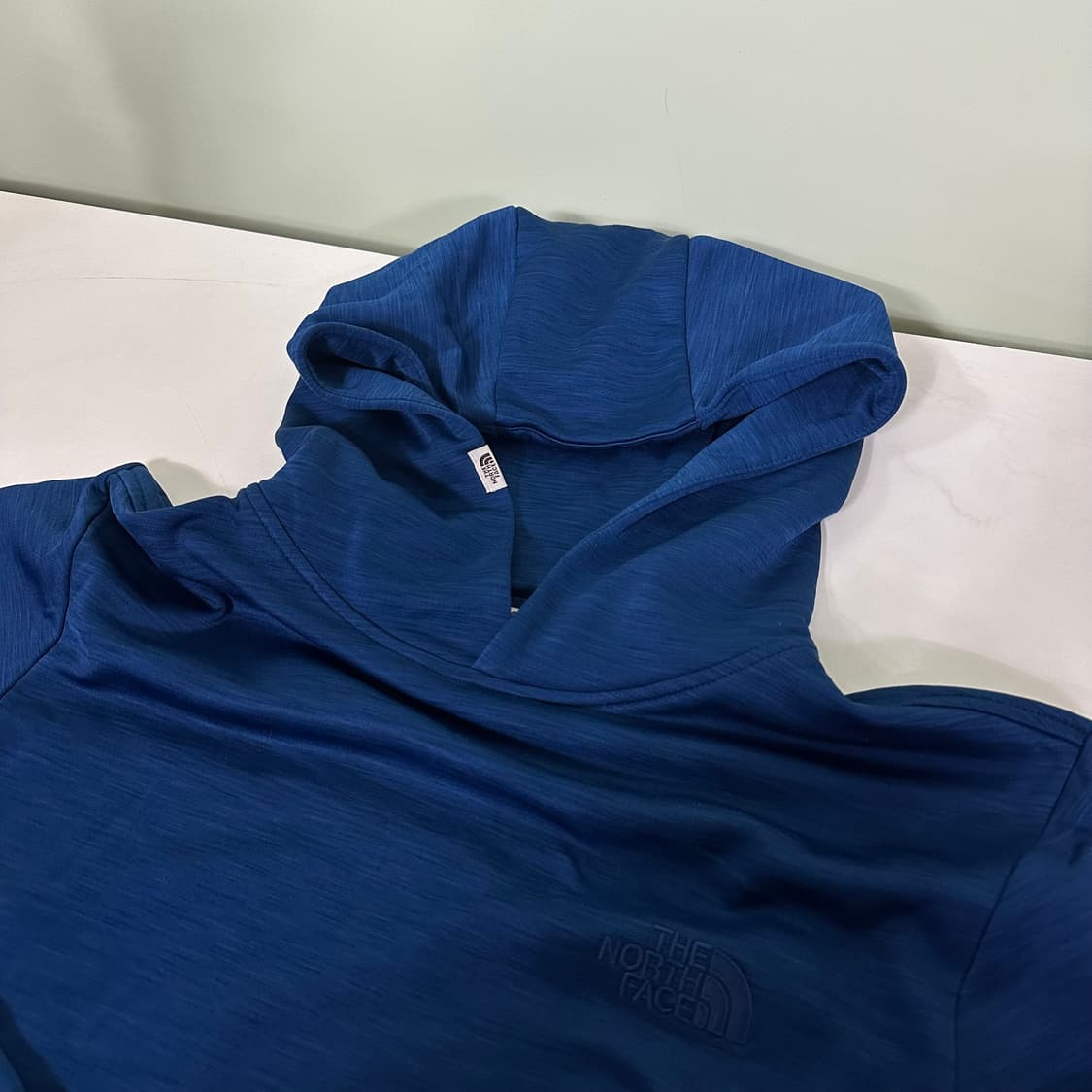 M-L 95 노스페이스 기본로고 블루 폴리후드티 남여공용 상품이미지2