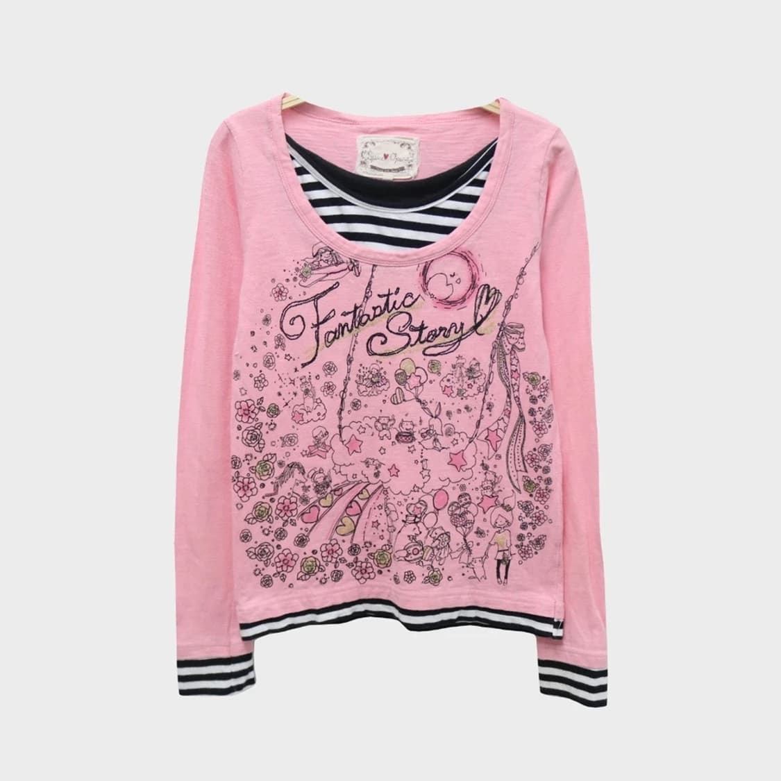 빈티지 스트라이프 핑크 슬리브 상품이미지1