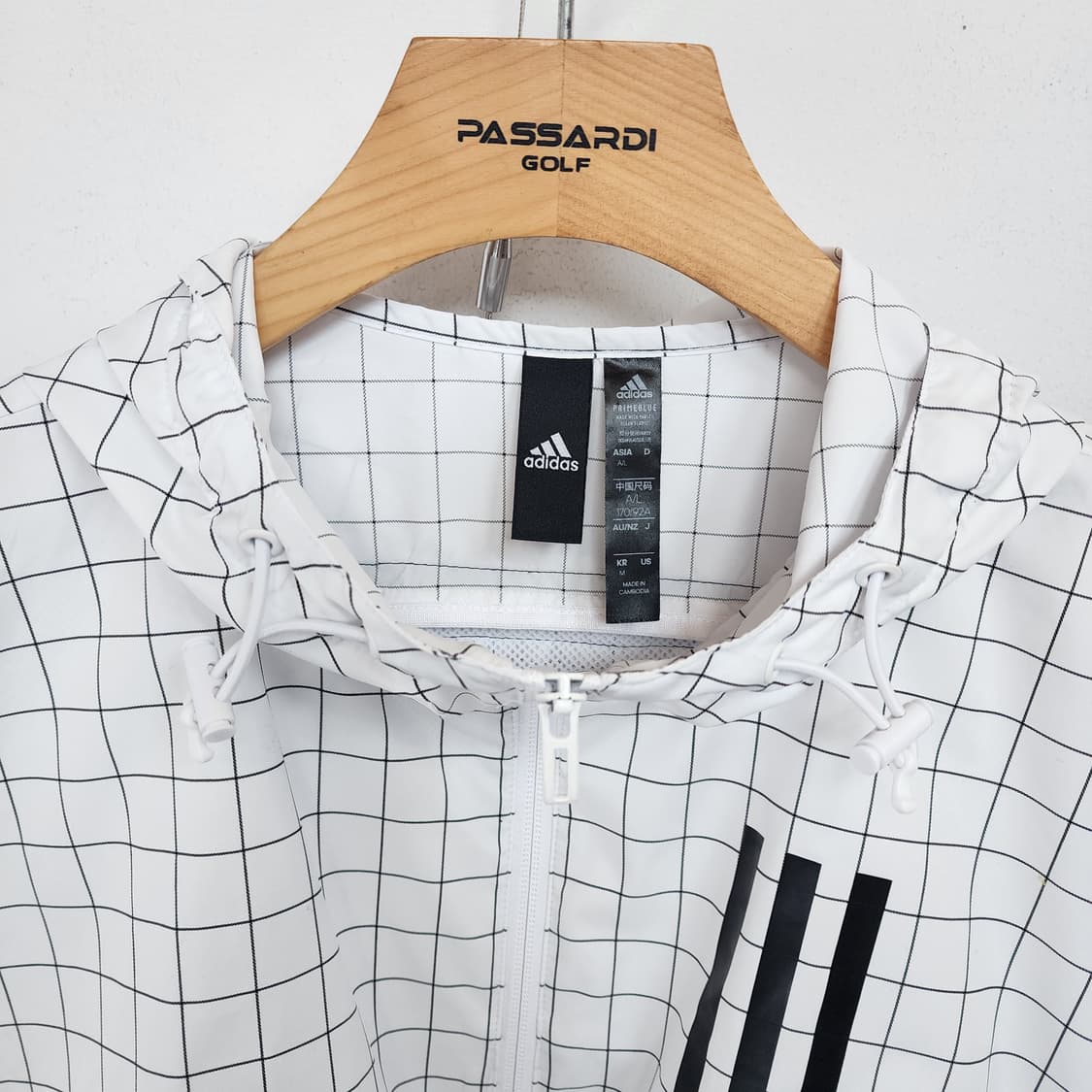 아디다스 화이트 체크 바람막이 후드 자켓 상품이미지2