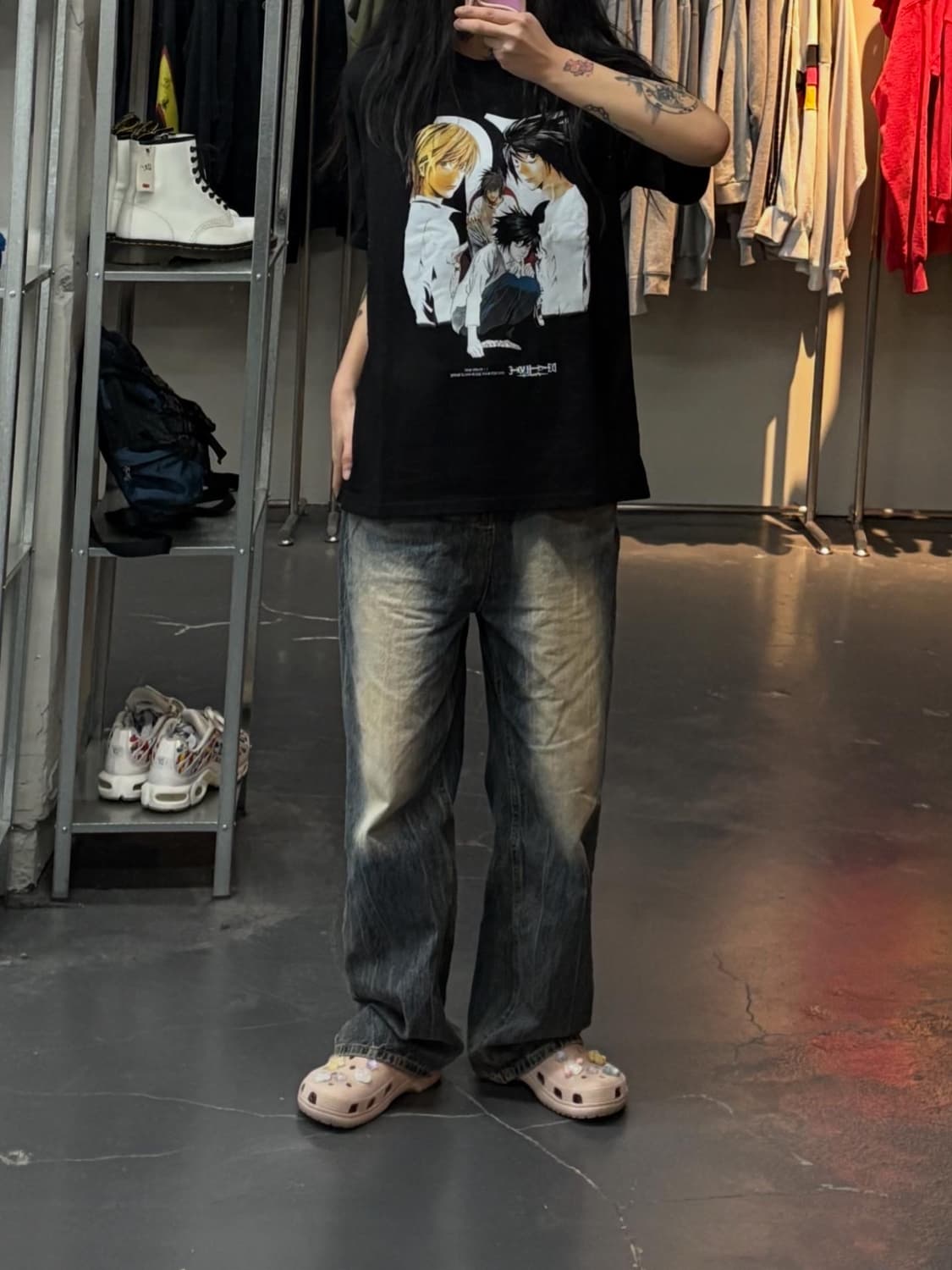 빈티지 데스노트 프린팅 반팔 A3015 상품이미지1