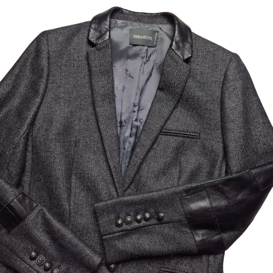[S] 쟈딕앤볼테르 헤링본 레더패치 블레이저 자켓 상품이미지1
