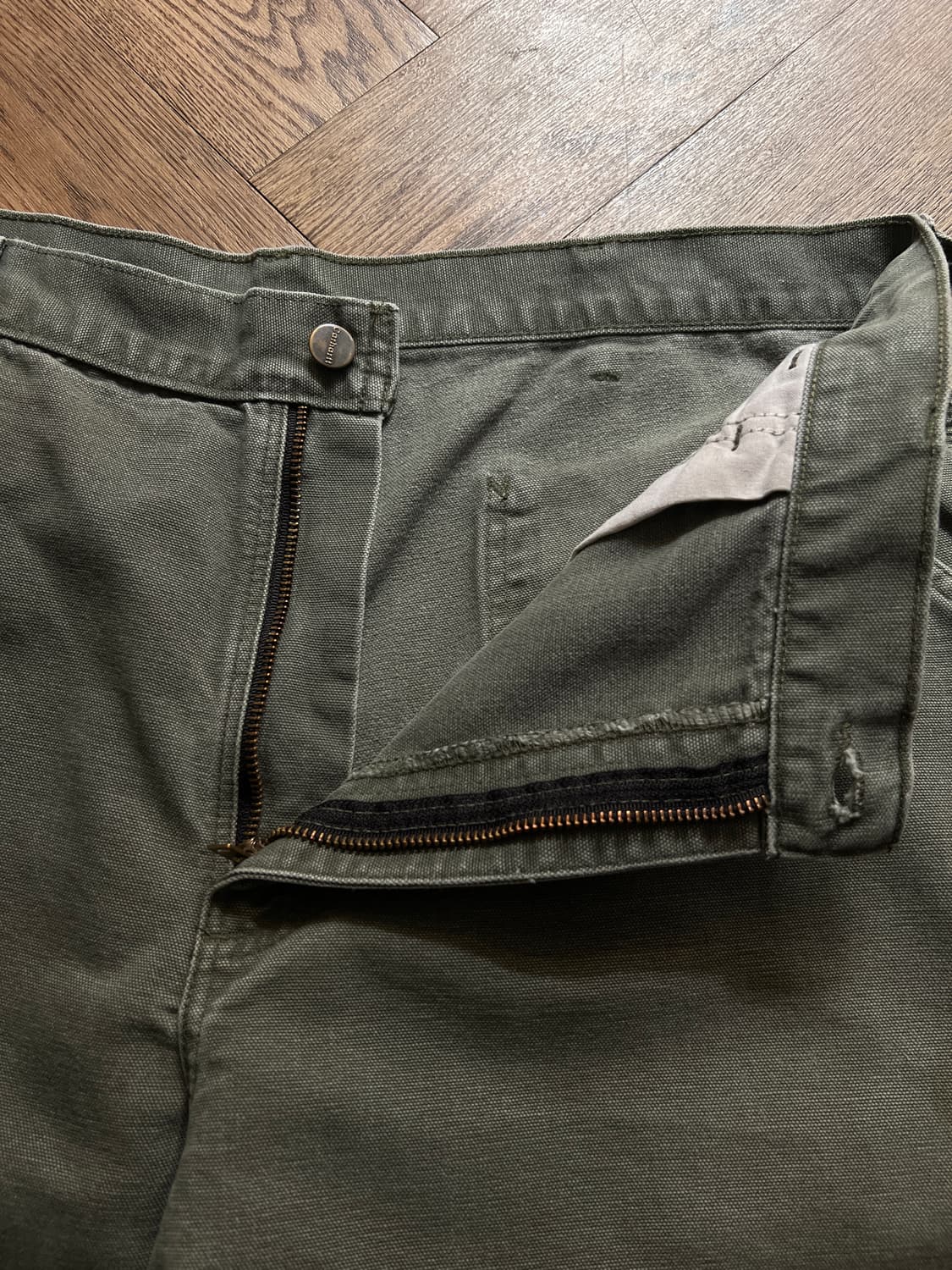 [38]칼하트 USA 빈티지 워싱 모스그린 카펜터 워크 팬츠 M4 상품이미지3