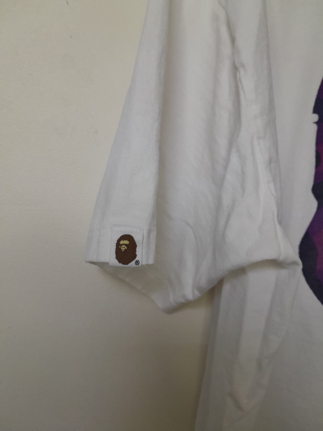 BAPE 컬러 카모 빅에이프 헤드 화이트퍼플 반팔티 2XL/105~110 상품이미지7