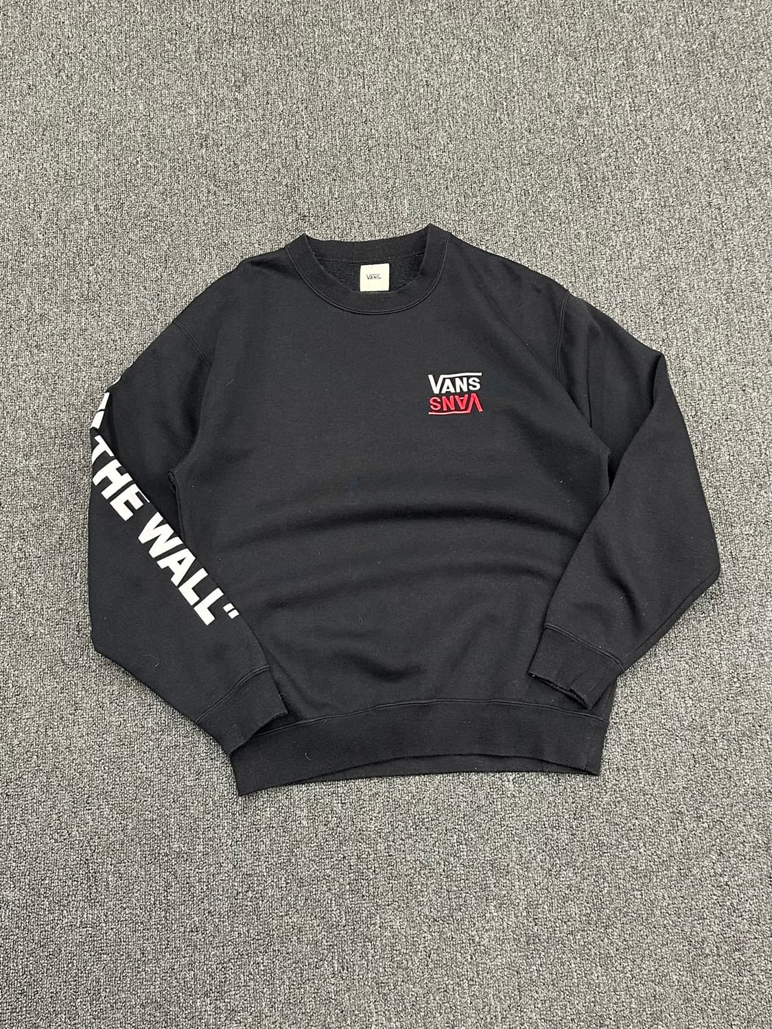 S)Vans vintage 자수 로고 블랙 스웻셔츠 상품이미지1