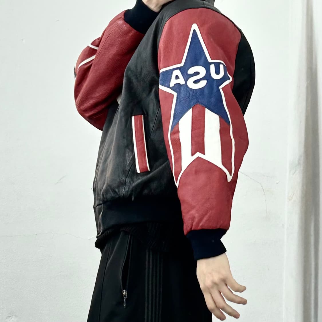 Michael Hoban 소가죽 성조기 봄버 자켓 상품이미지4