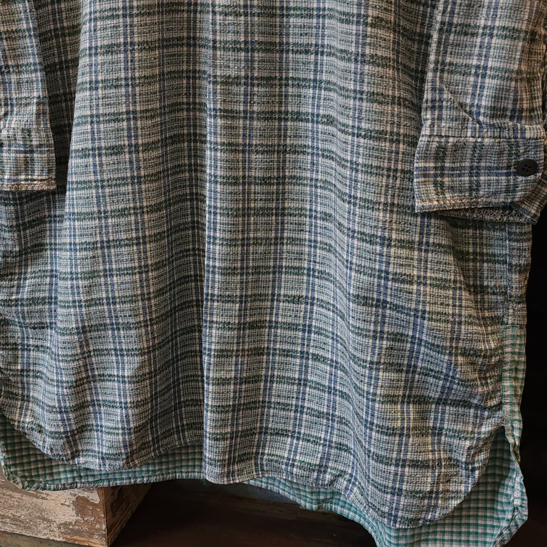 60s 프랑스 워크셔츠 가드너 빈티지 셔츠 그린 롱 튜닉 셔츠 m 상품이미지7