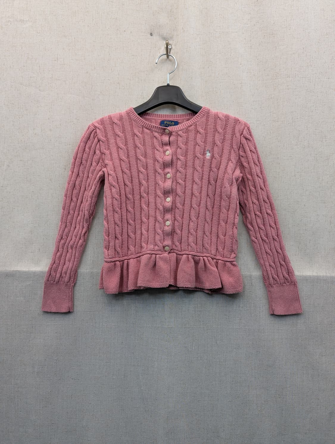 폴로 랄프로렌 케이블 니트 가디건 핑크 상품이미지1