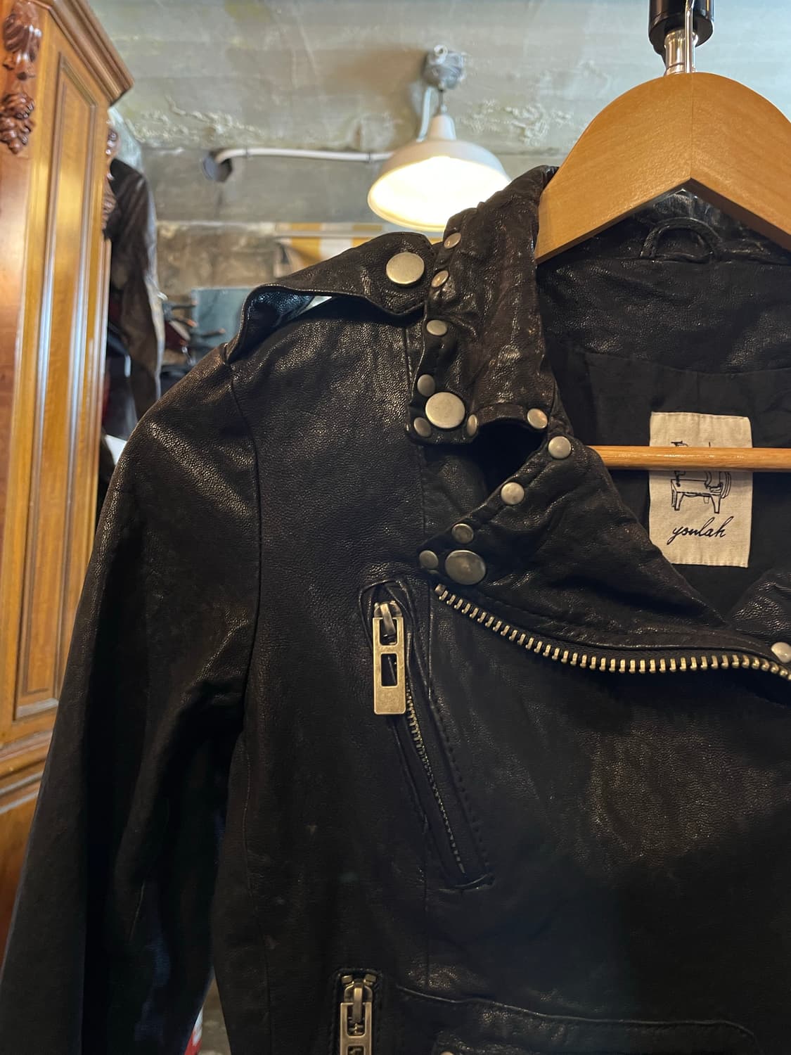 YOULAH 램스킨 바이커 자켓 블랙 상품이미지3