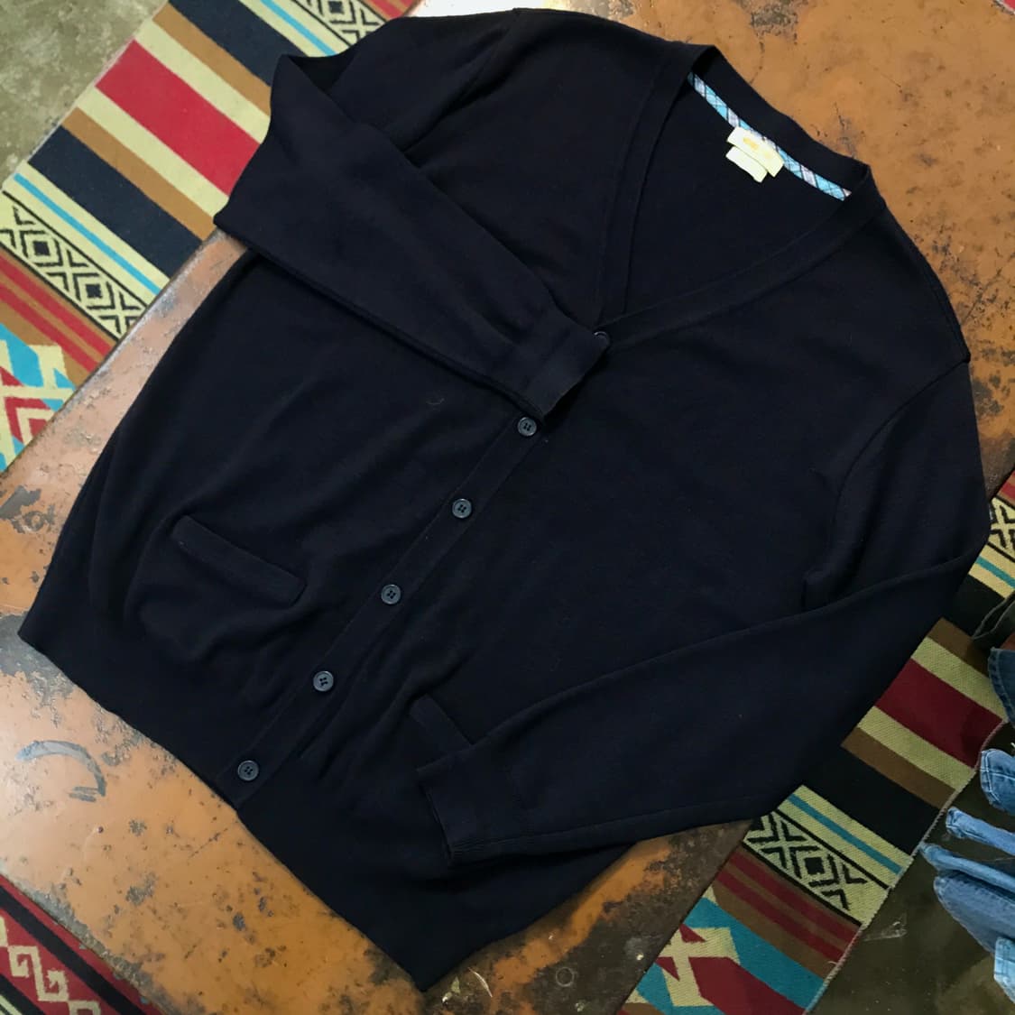 미치코 런던 네이비 브이넥 코튼 니트 가디건 남성 105 사이즈 상품이미지2