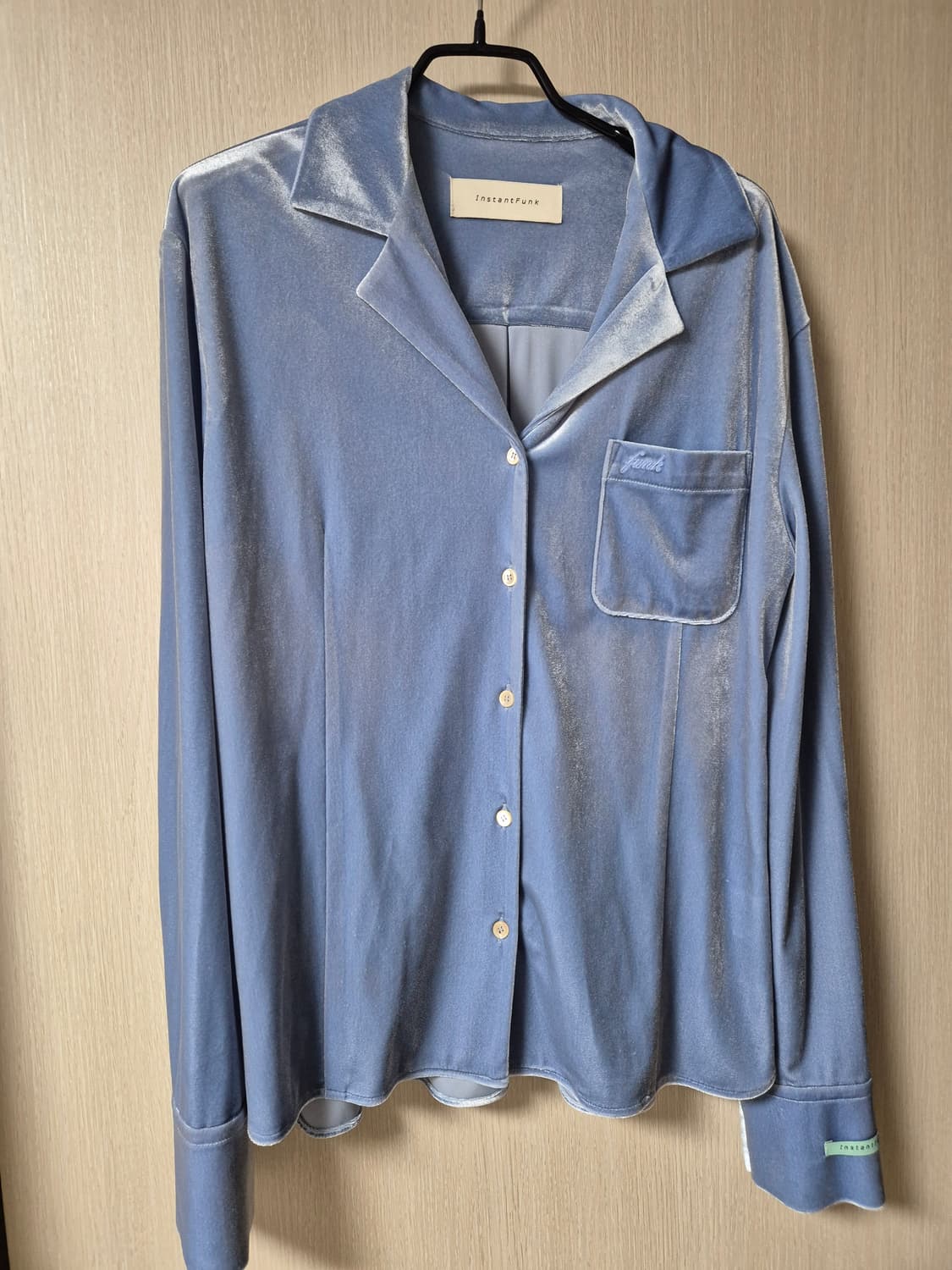 인스턴트펑크 베이직 자수  벨벳 셔츠 상품이미지3