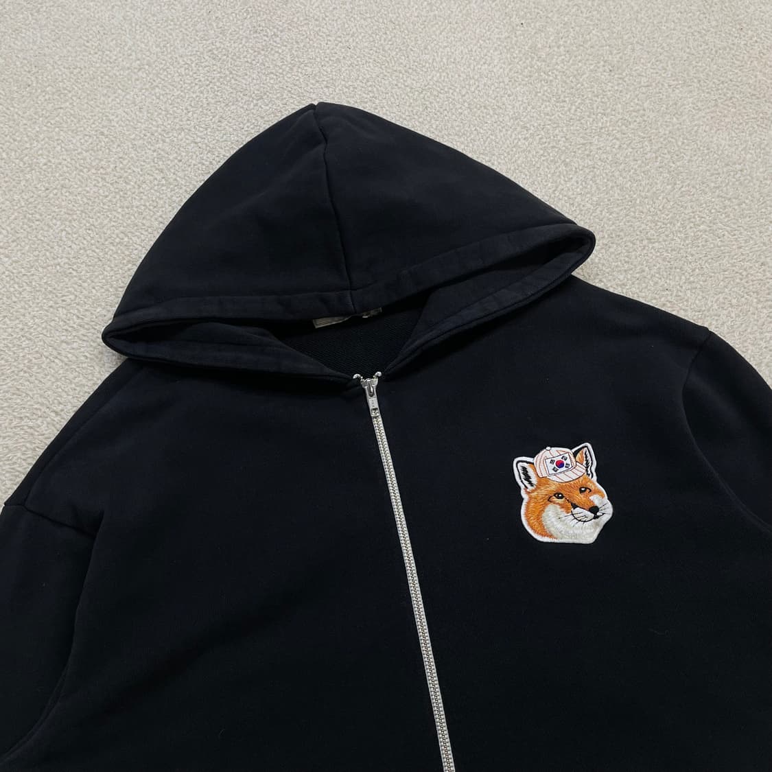 메종키츠네 태극기 폭스 패치 후드집업 블랙 상품이미지2