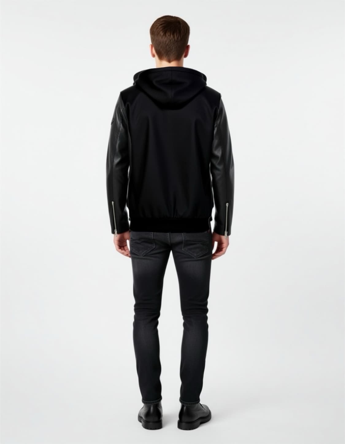 디젤 램스킨 바이커자켓 소매 후드집업 상품이미지2