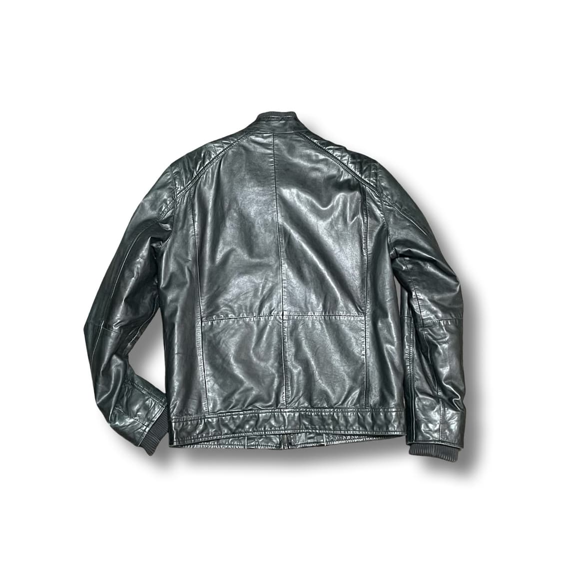 [M] DKNT 빈티지 블랙 레더 라이더 자켓 양가죽 상품이미지4