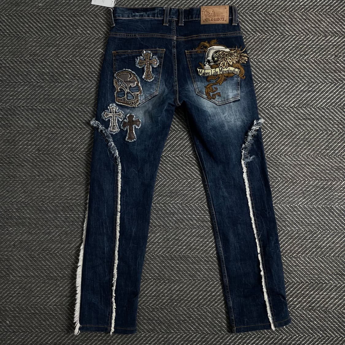 Y2K 빈티지 절개 디테일 자수 데님 팬츠o 3327 상품이미지3