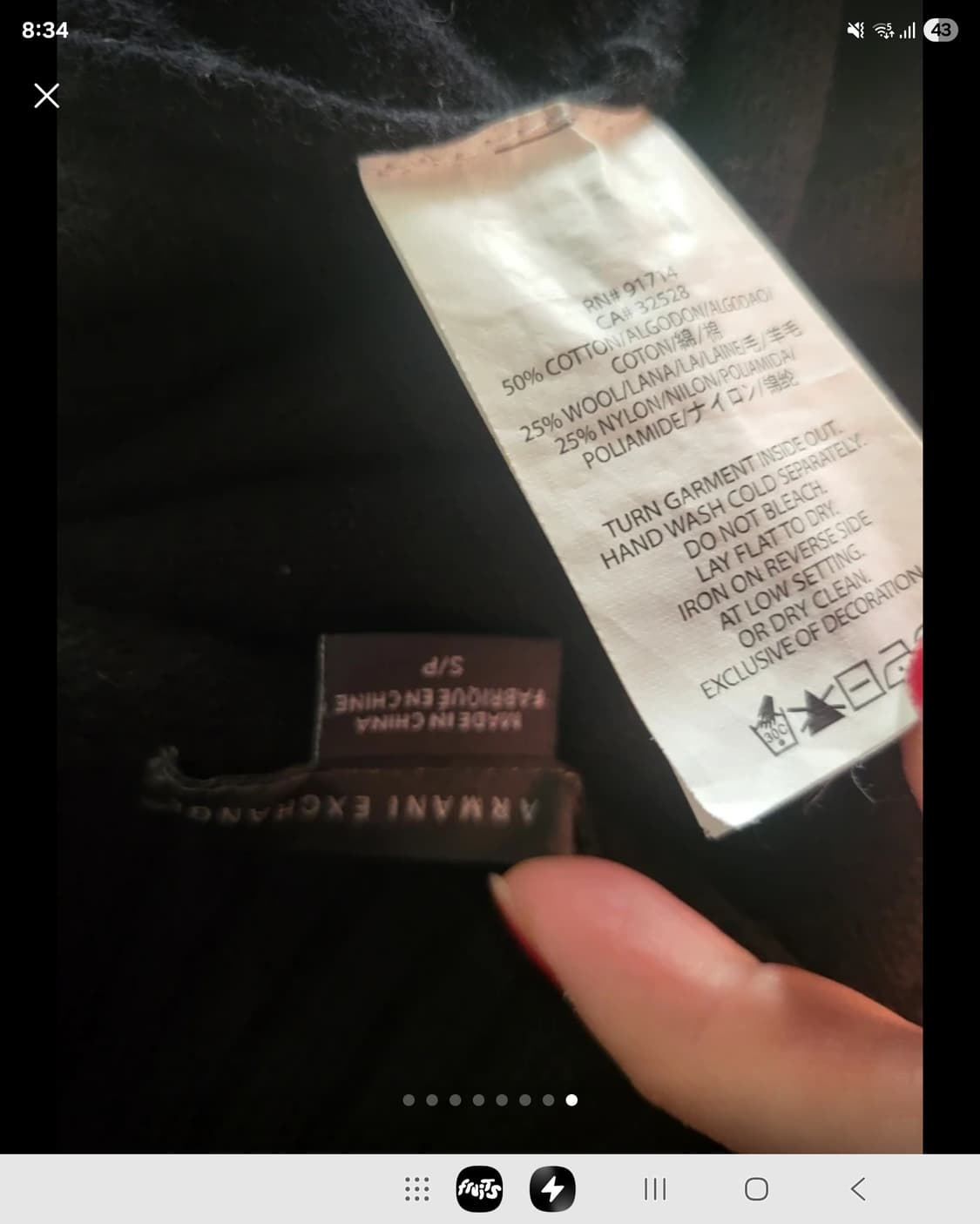 아르마니 익스체인지 AX  울 레이스업 니트 스웨터  상품이미지8