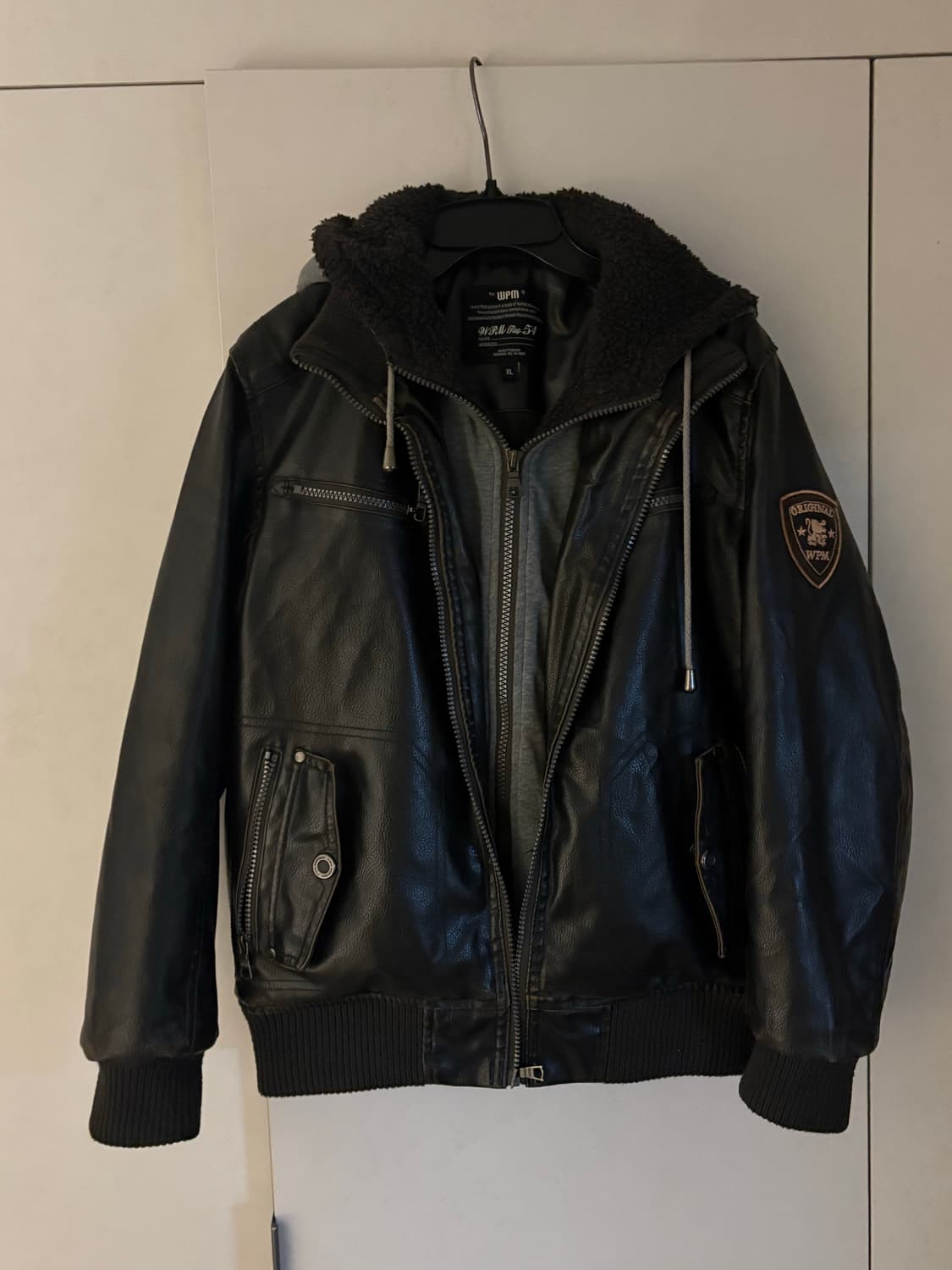 (겨울용) 빈티지 후드 레이어드 레더 자켓 상품이미지1