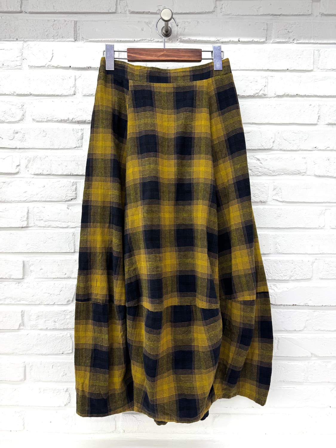 Antiqua 옐로우 네이비 체크 롱스커트 상품이미지3