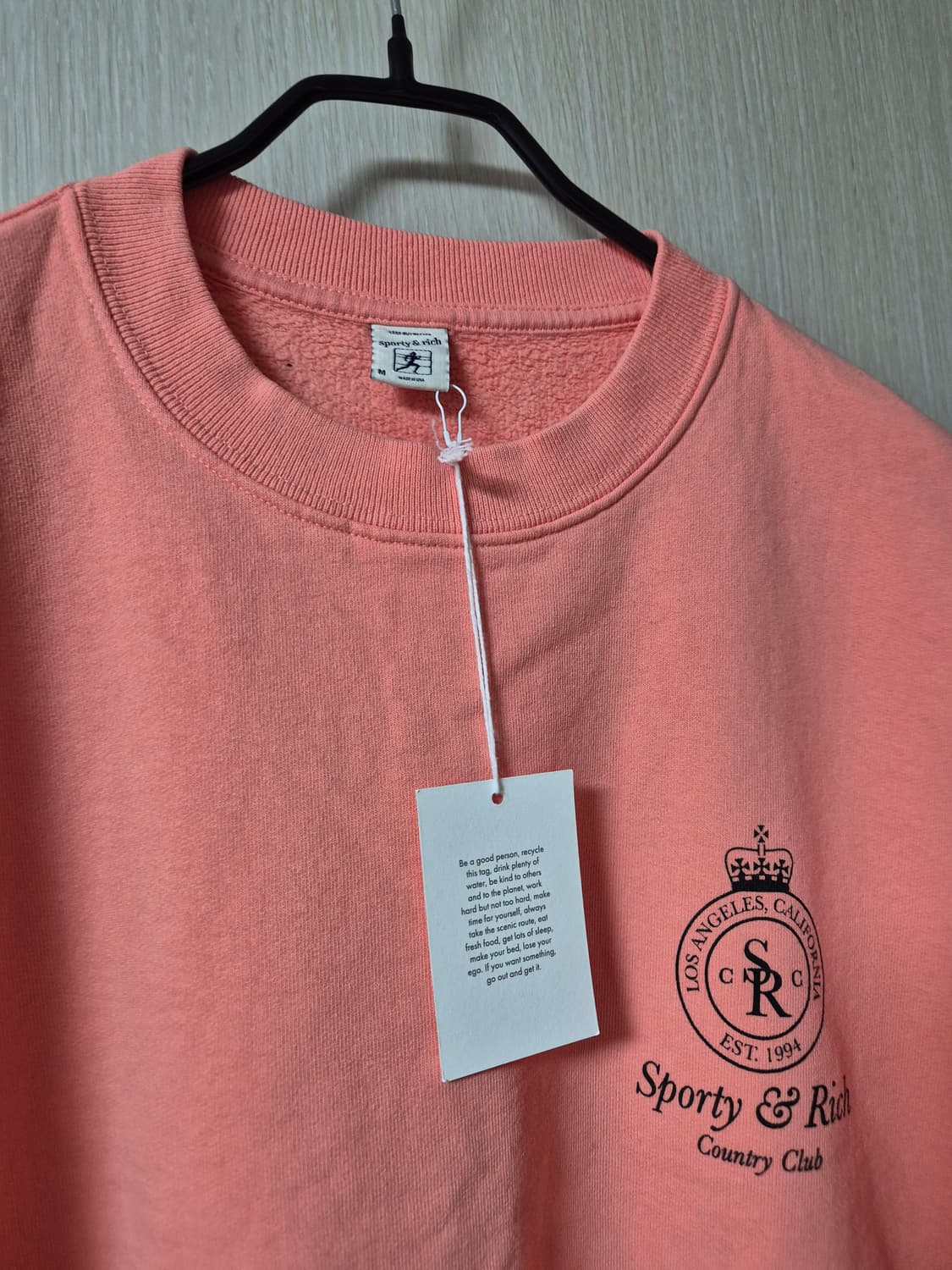 (새제품) 스포티앤리치 맨투맨  피치 스웻셔츠 M 상품이미지4