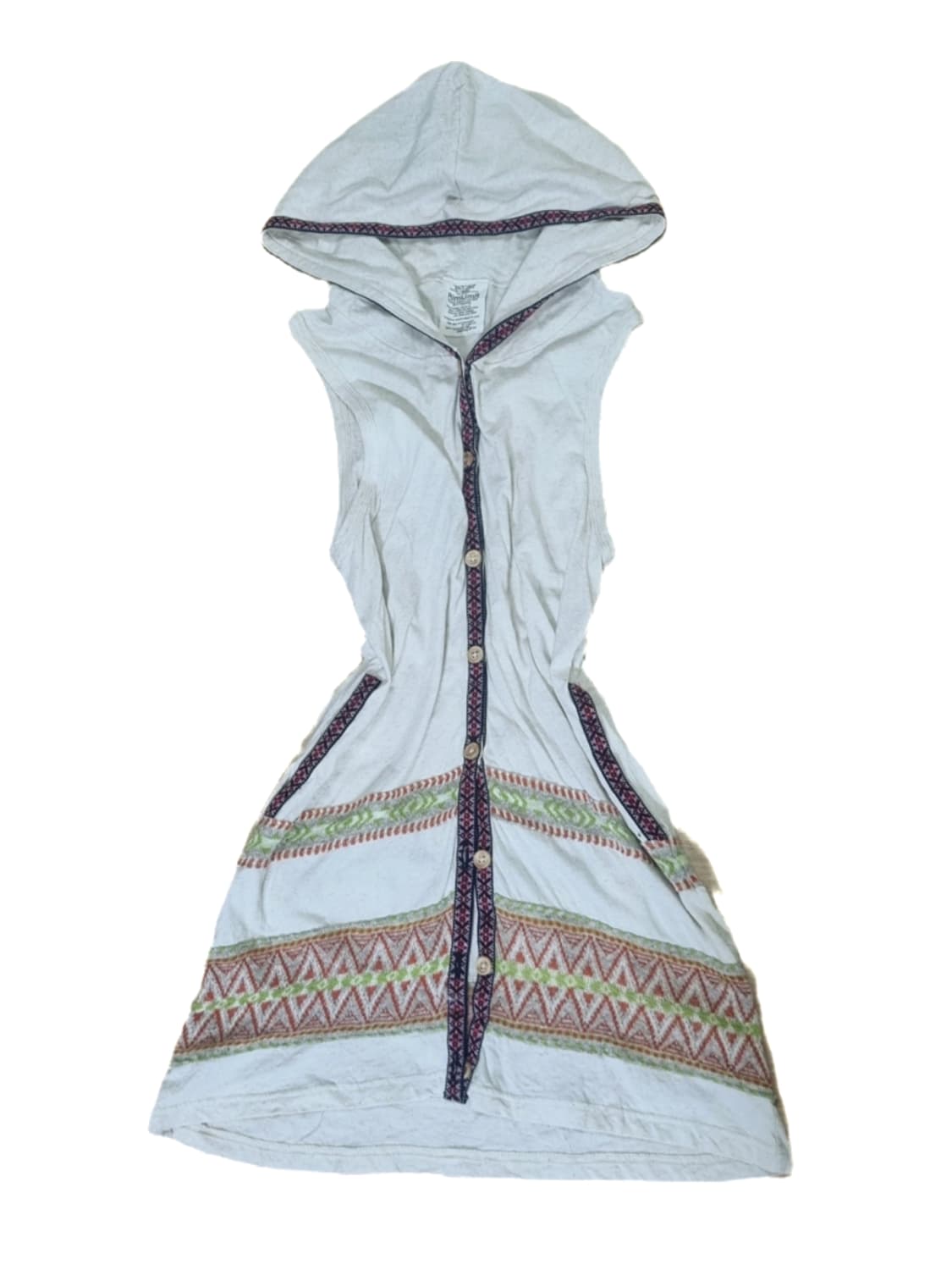 택포 빈티지 후드 롱 조끼 베스트 에스닉 패턴 자수 모리걸하구미히피 상품이미지1
