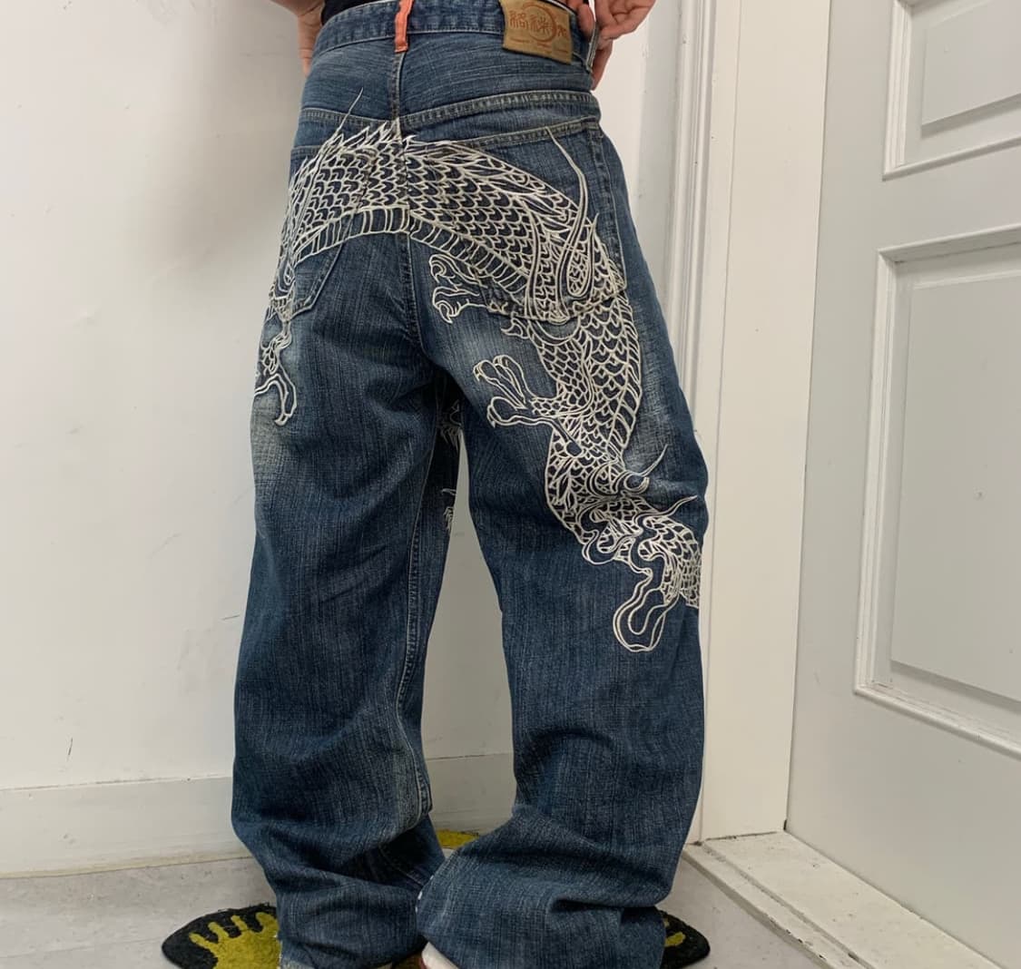 KARAKURI TAMASHII 용 데님 청바지 상품이미지1