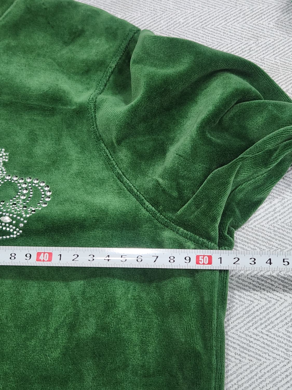 [M] 메들린 벨벳 왕관 큐빅 후드집업 M 그린 상품이미지7