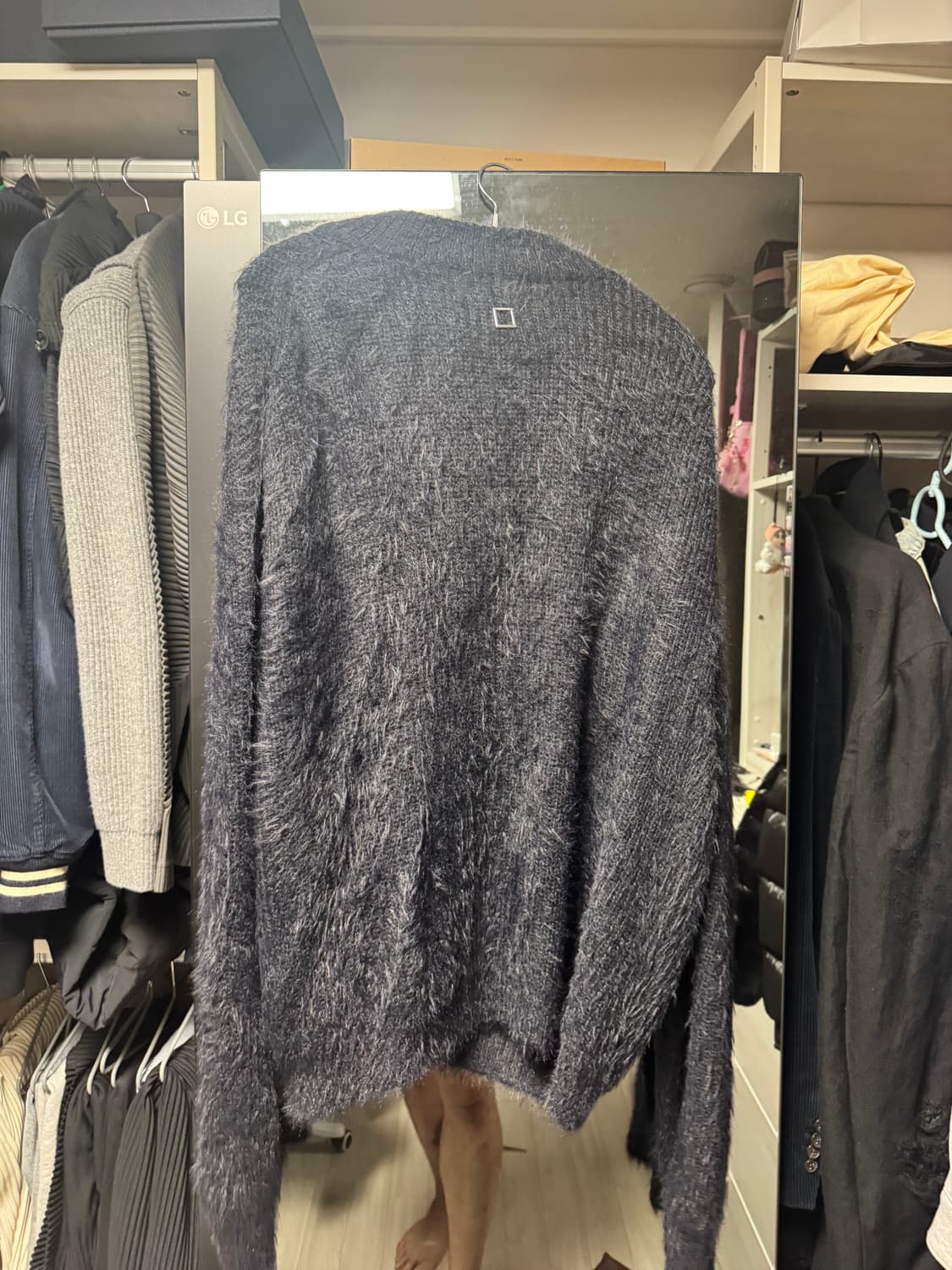 우영미 24FW 헤어리 하이넥 집업 네이비 52사이즈 상품이미지4