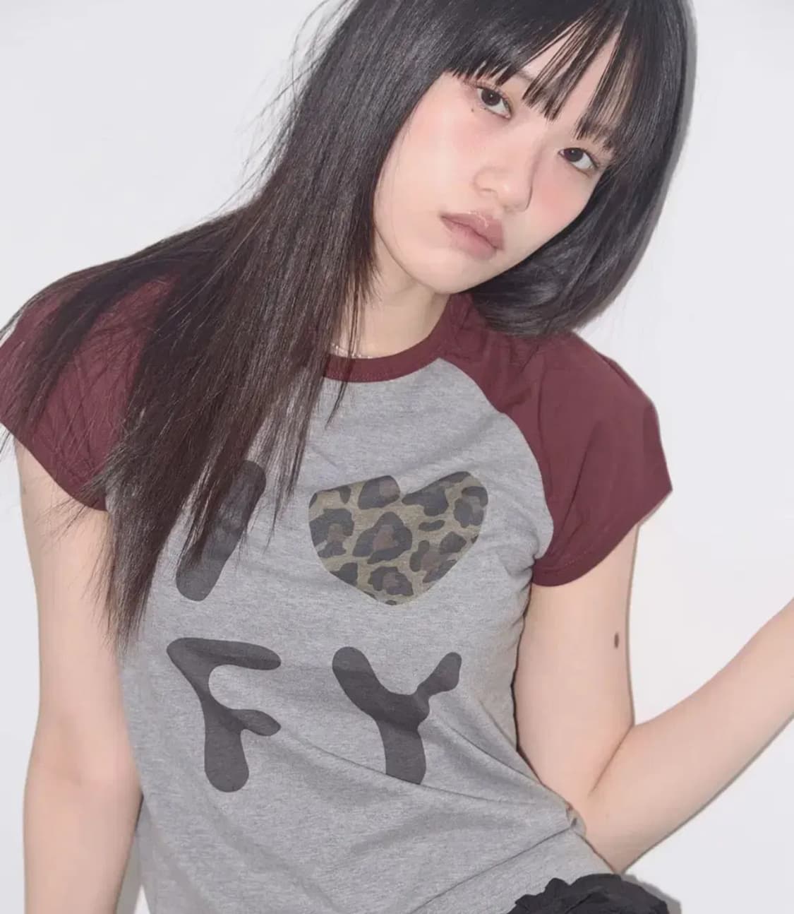 팬시클럽 레오파드 아이 러브 FY 반팔티셔츠 반팔 티 상품이미지1