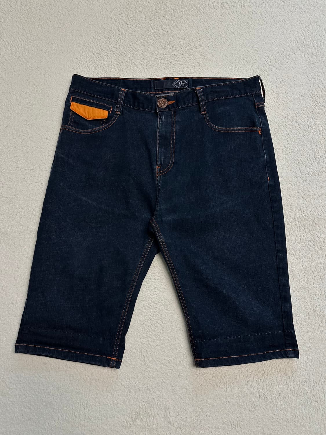 에비수 호랑이 프린팅 버뮤다 데님팬츠 반바지 상품이미지2