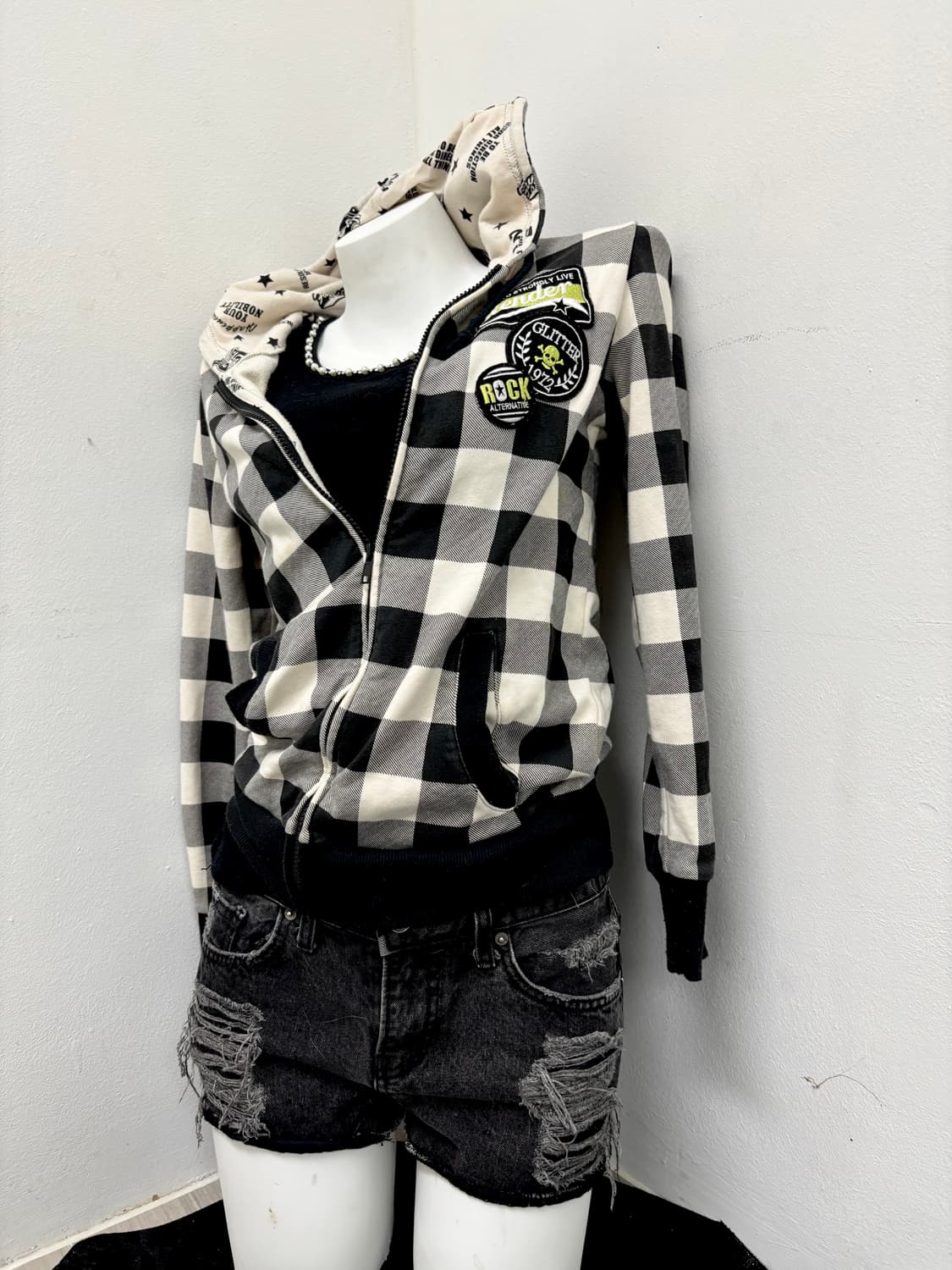 “Colza” Y2K&Kitsch Mood Skull Patch Chec 상품이미지7