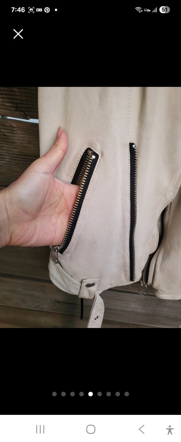 셀렉샵 구매! 리얼양가죽 라이더 베스트 아이보리 free 상품이미지5