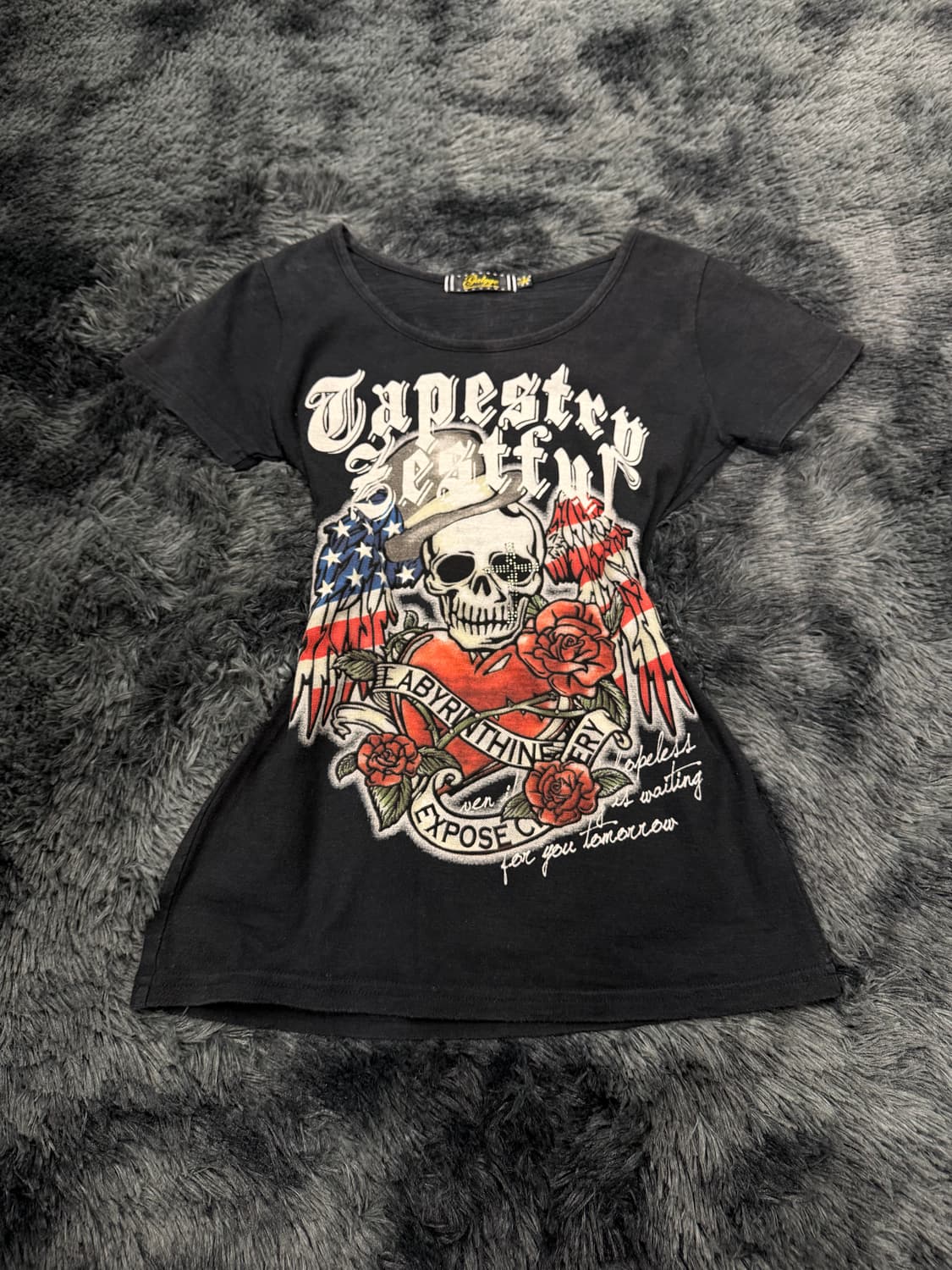 해골&십자가 올드스쿨 레터링 반팔 상품이미지1