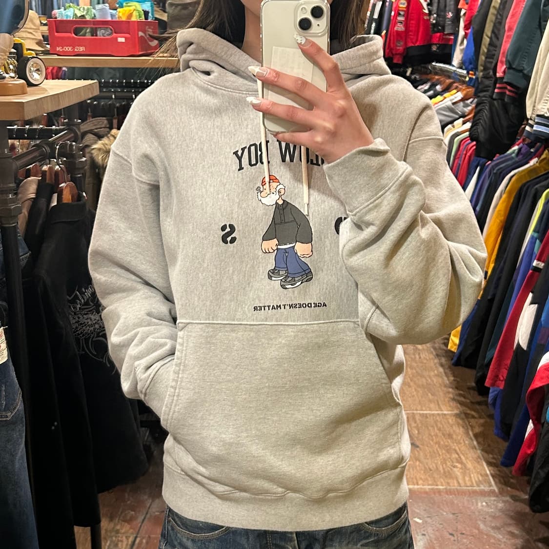 [HI] 아웃스탠딩 후드티 그레이 상품이미지2