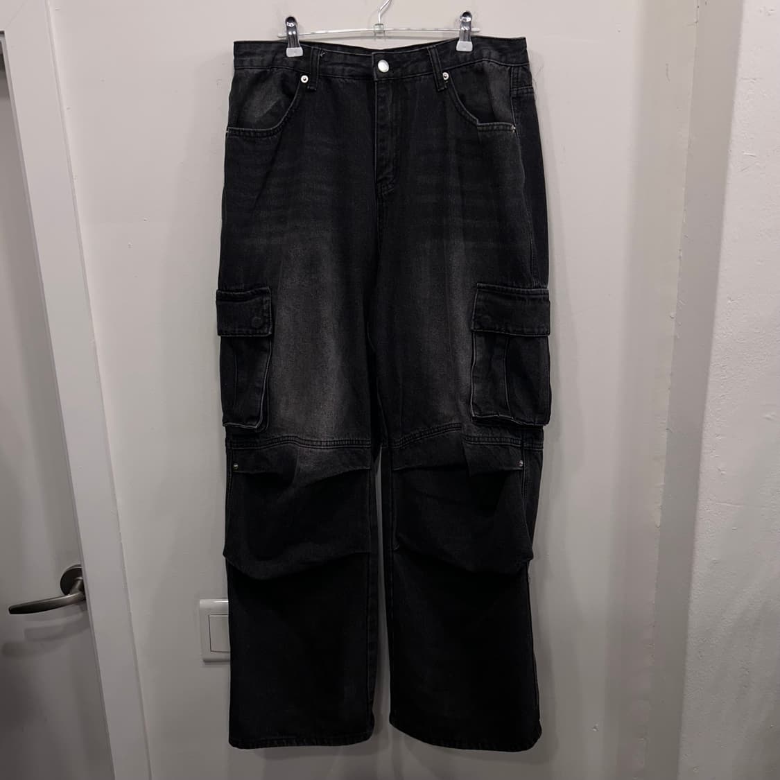 트릴리온 워시드 흑청 집업 자켓 & 카고 와이드팬츠 데님 셋업 상품이미지6