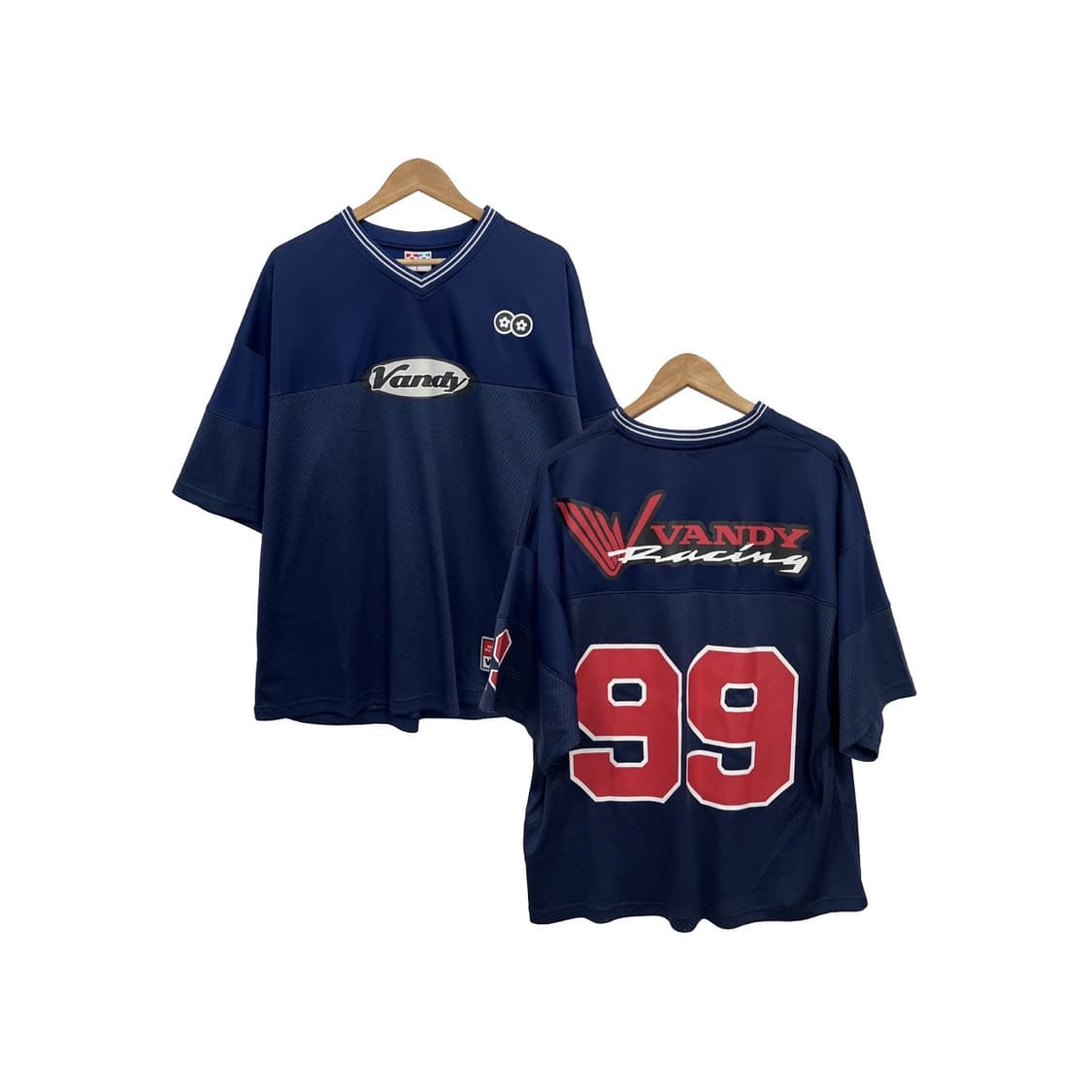 반디더핑크 메쉬 레이싱 블록코어 오버핏 반팔 티셔츠 상품이미지1