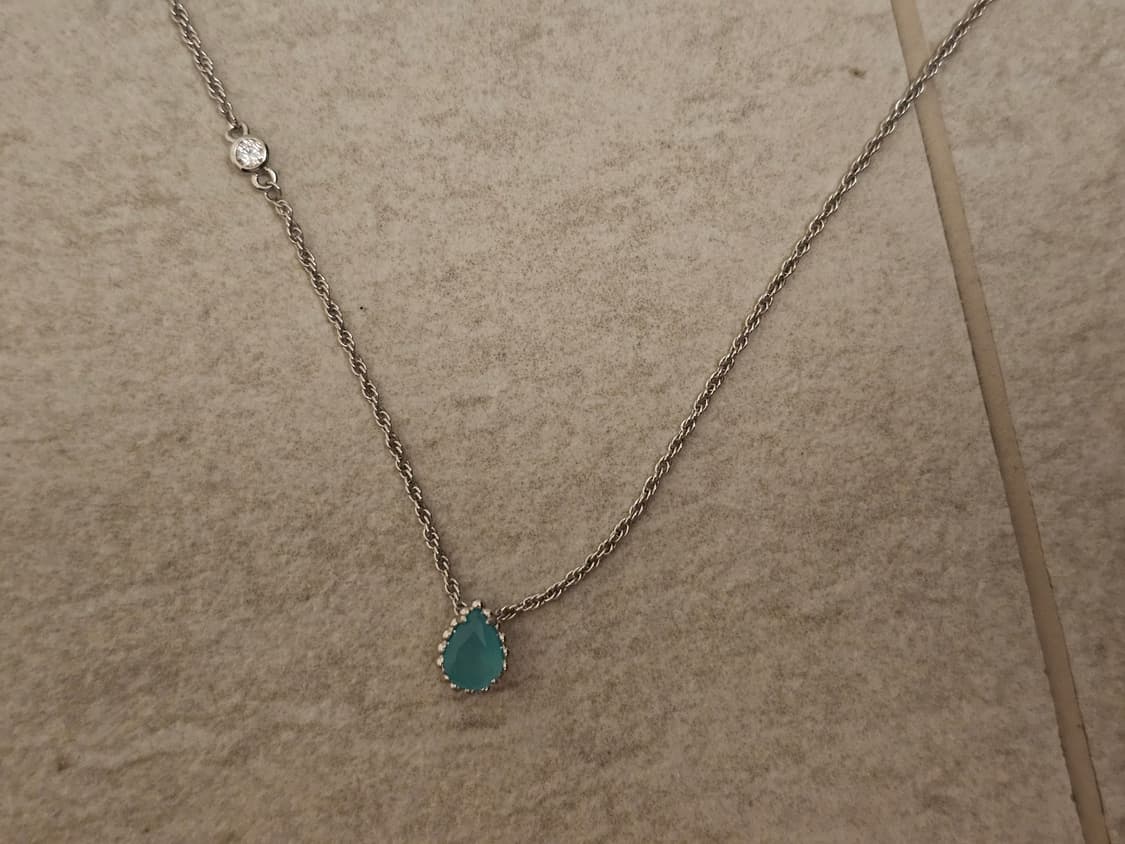 925 실버 민트 물방울 목걸이  새상품 상품이미지1